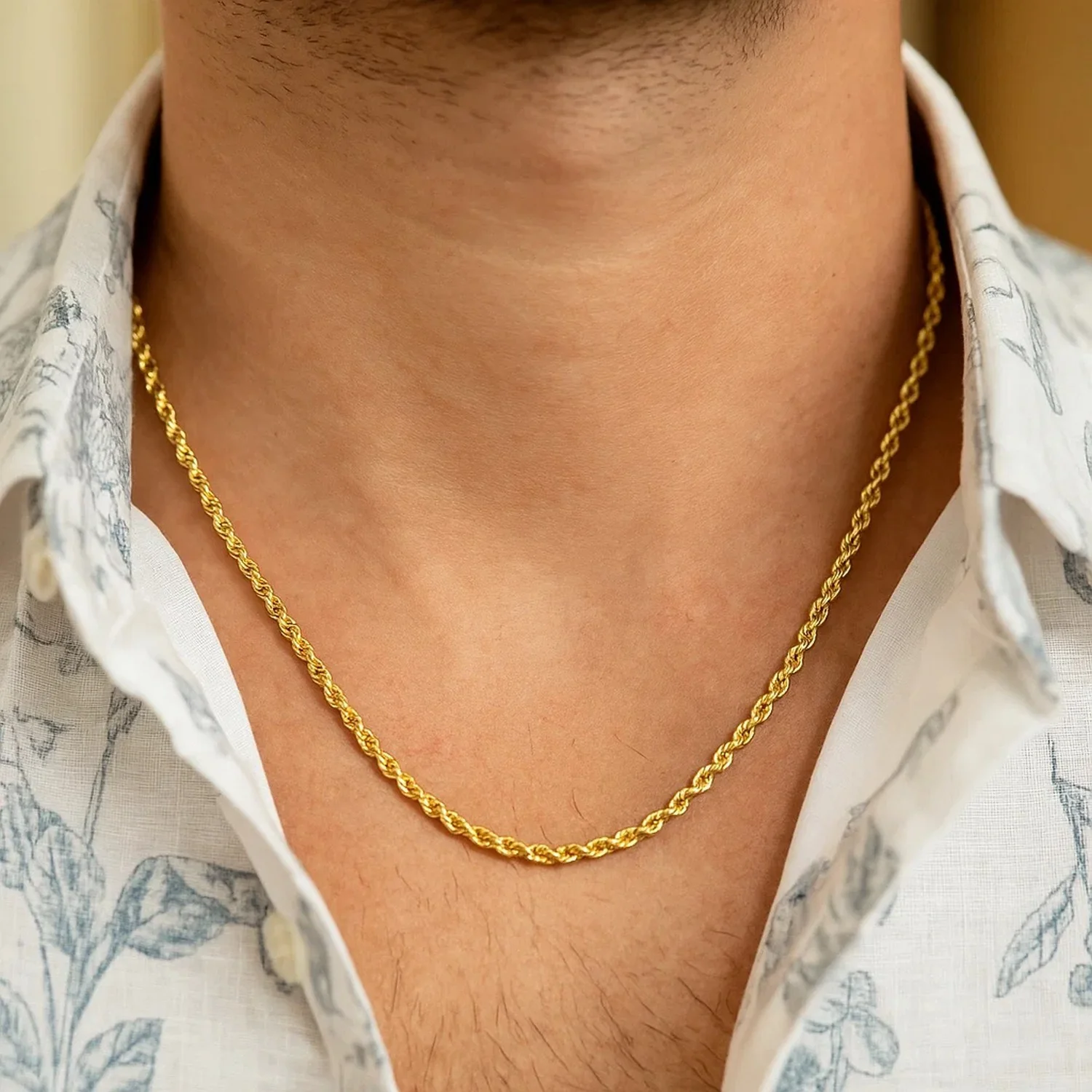 2.75mm 14k Yellow Gold Solid Diamond Cut Rope Chain - Image 6