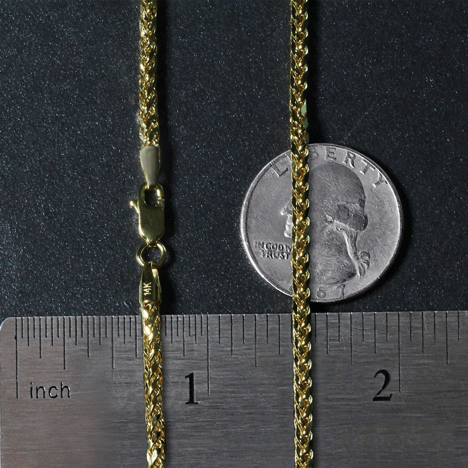 2.7mm 14k Yellow Gold Lite Diamond Cut Round Franco Chain - Image 17