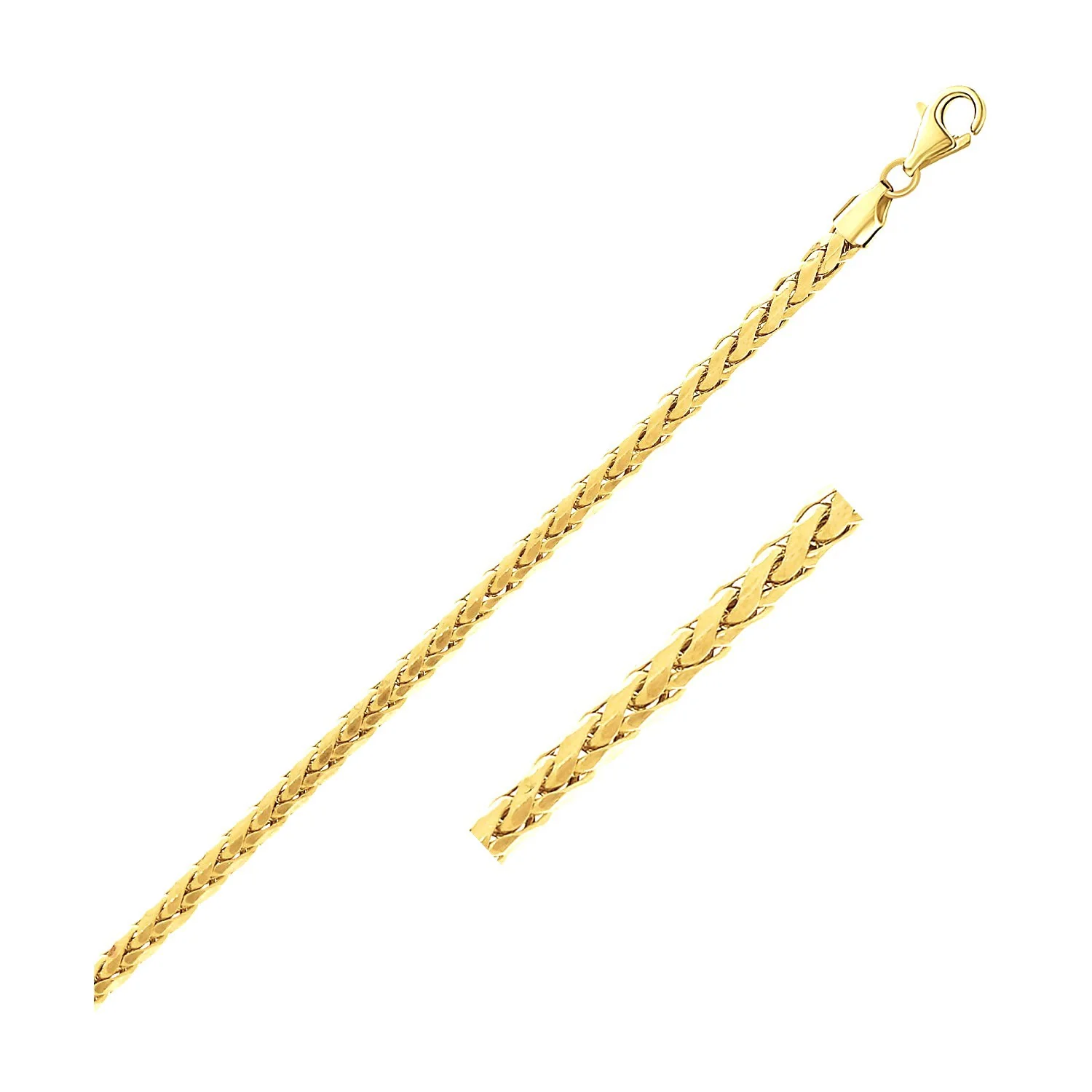 2.7mm 14k Yellow Gold Lite Diamond Cut Round Franco Chain - Image 9