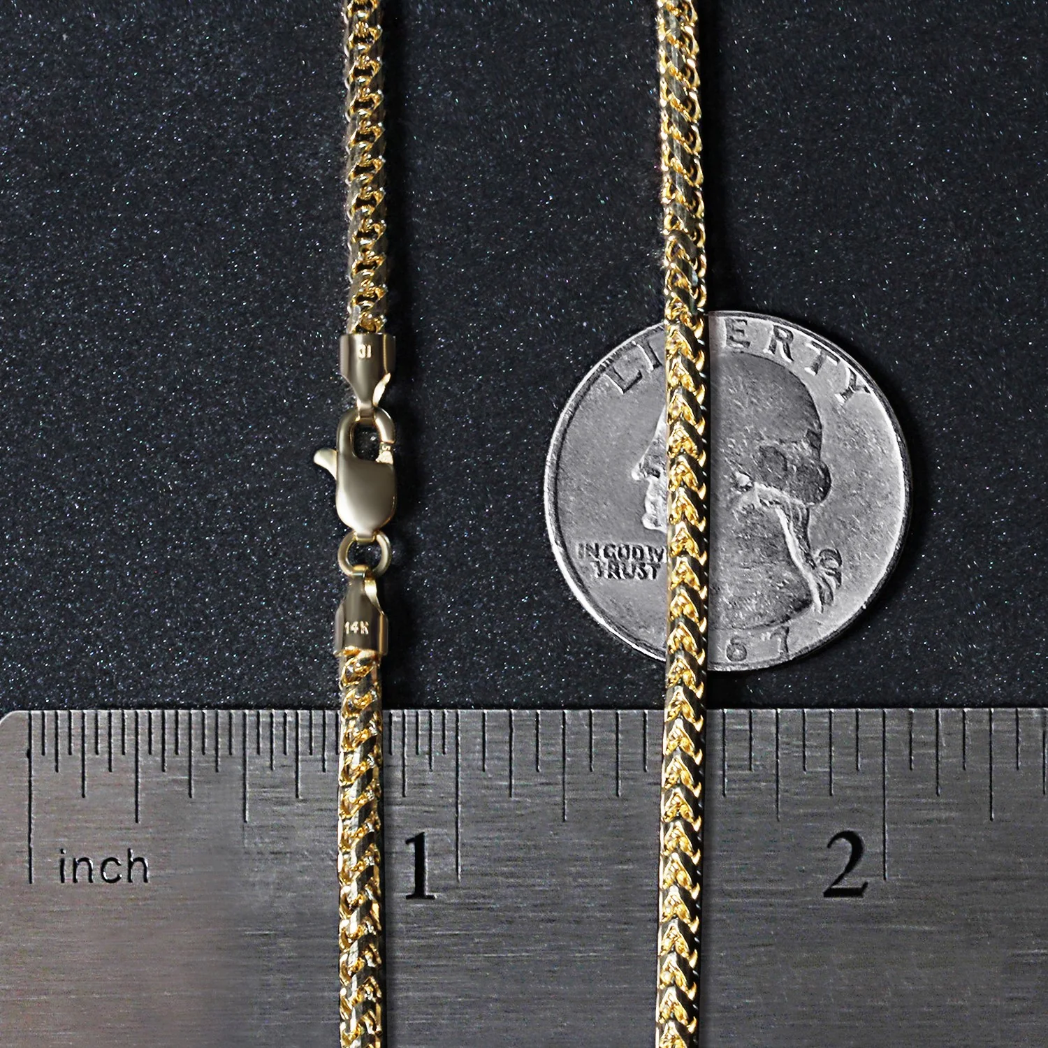 2.7mm 14k Yellow Solid Gold Diamond Cut Round Franco Chain - Image 11