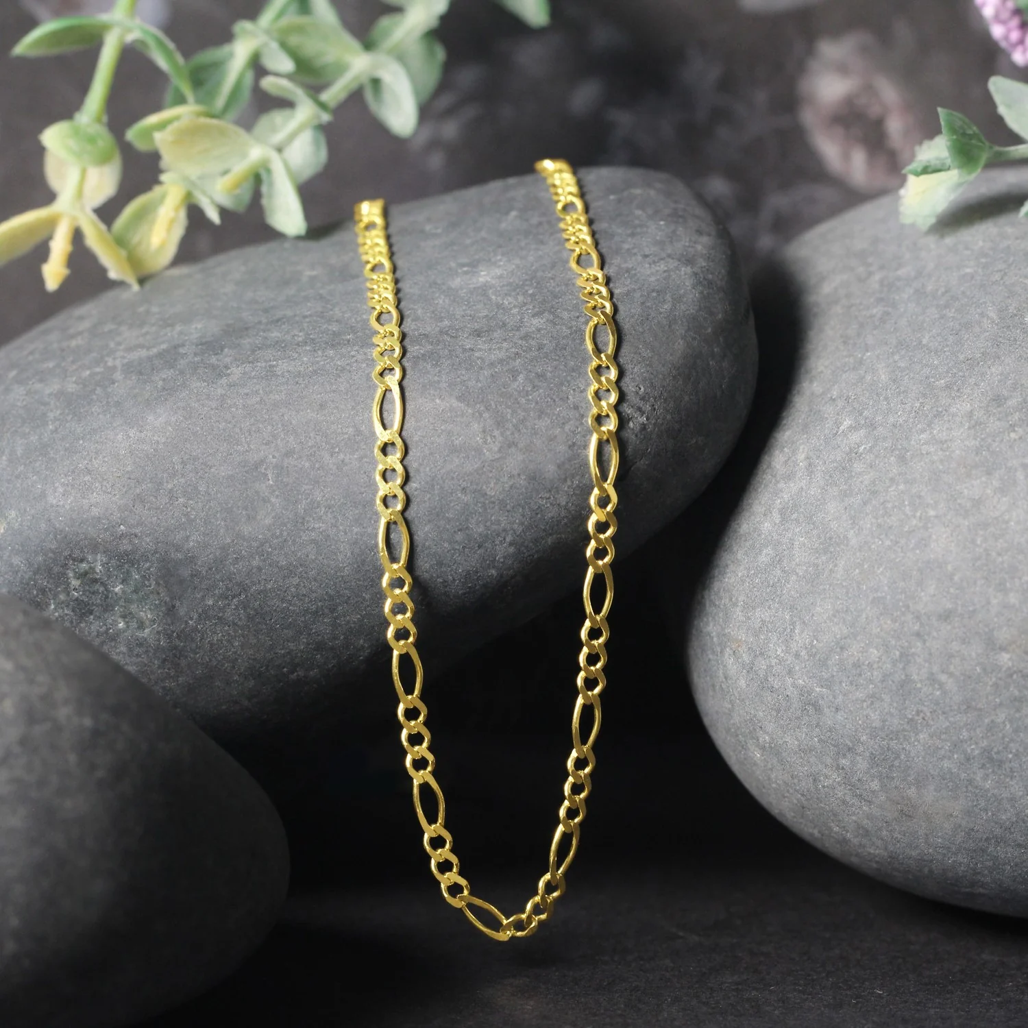 2.8mm 14k Yellow Gold Solid Figaro Chain - Image 15