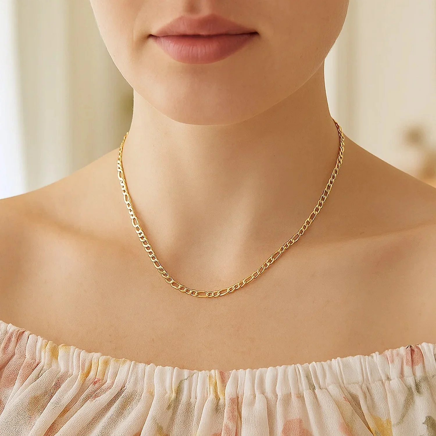 2.8mm 14k Yellow Gold Solid Figaro Chain - Image 33
