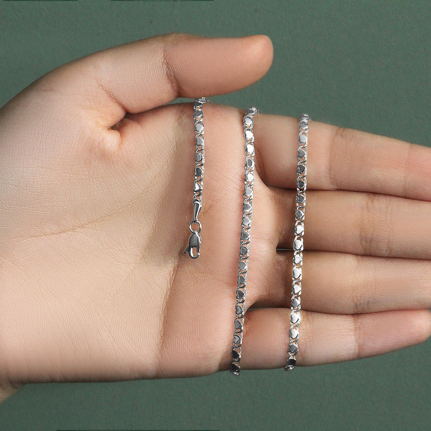 2.9mm 14k White Gold Heart Chain - Image 25