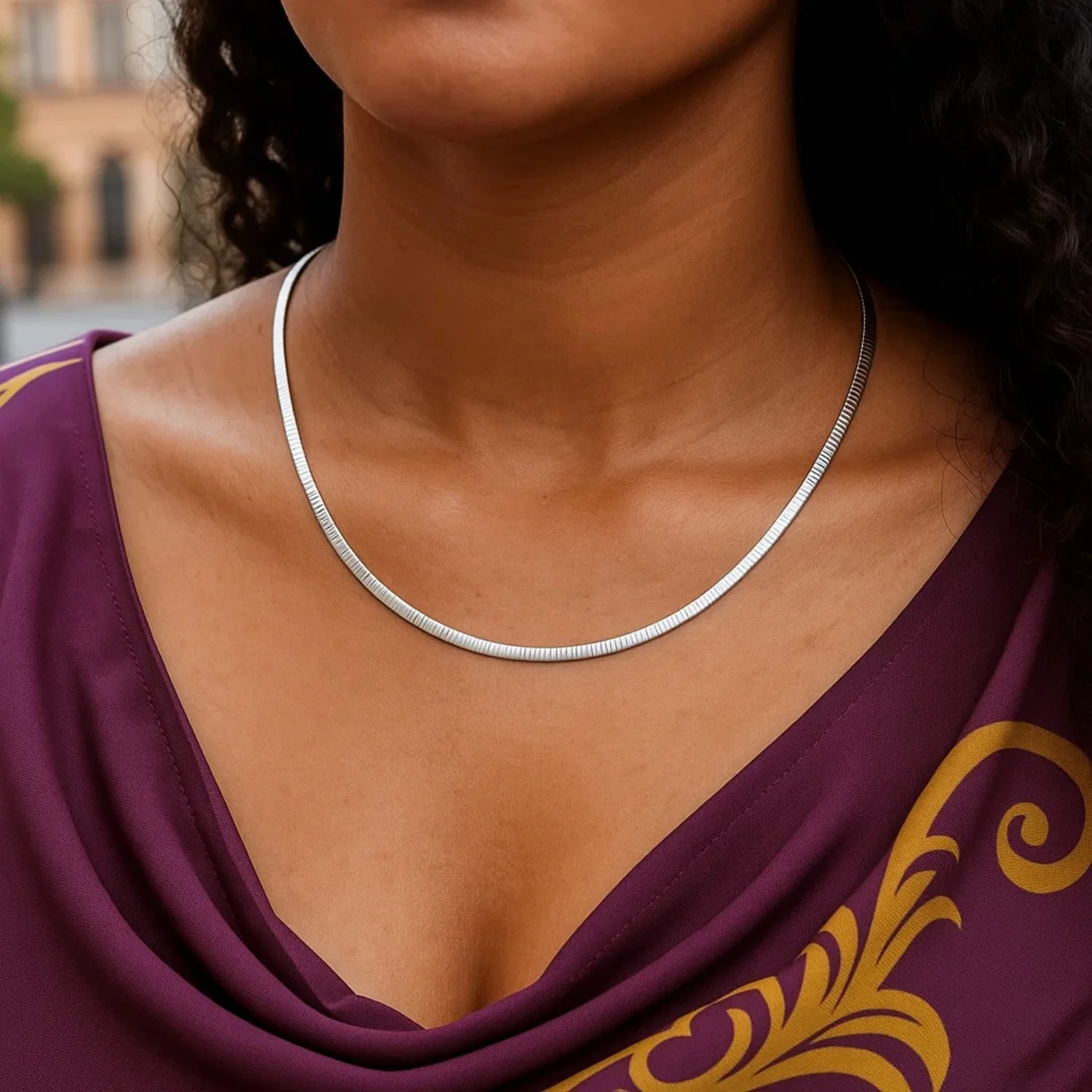 3.0 mm 14k Two Tone Gold Reversible Omega Necklace - Image 5