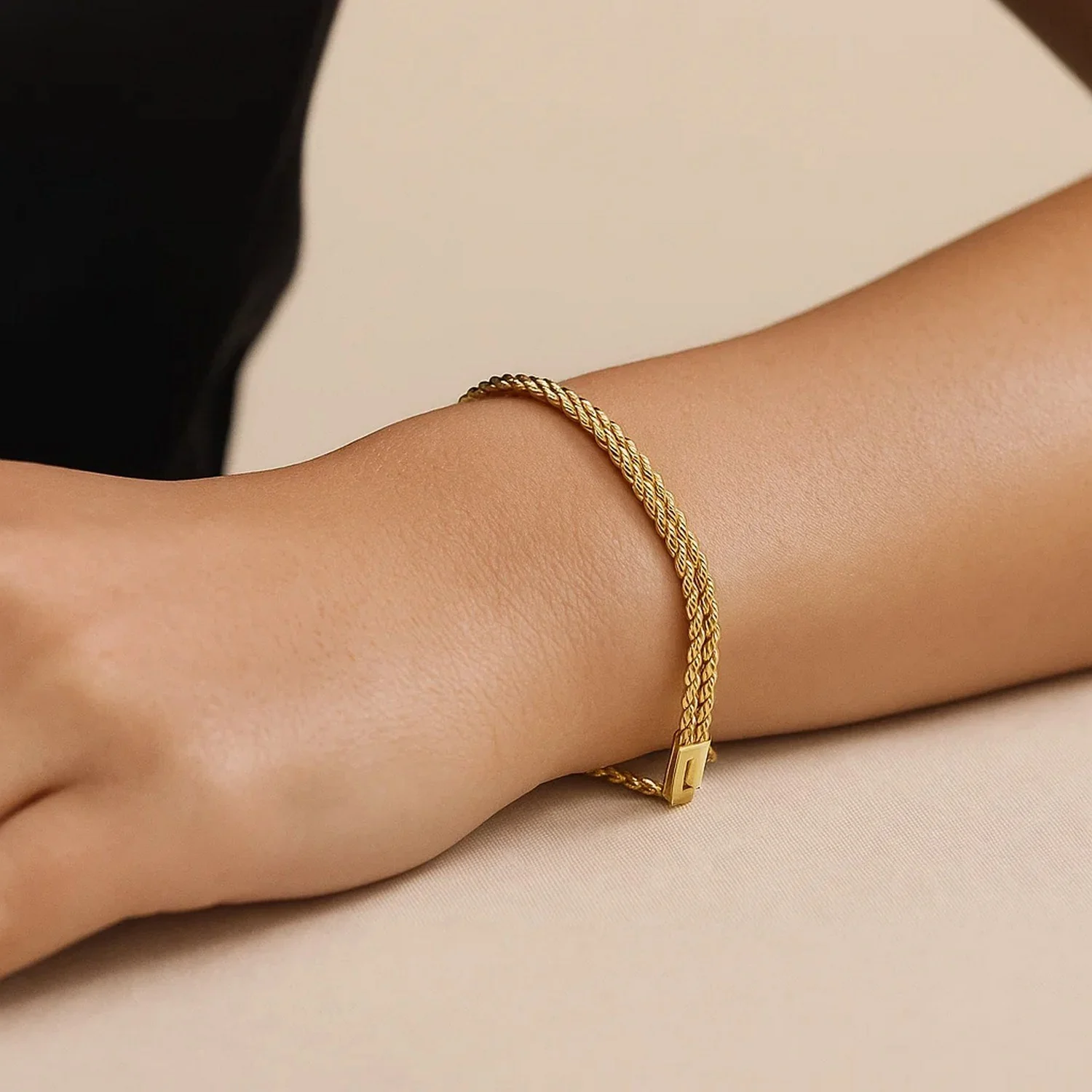 3.0 mm 14k Yellow Gold Two Row Rope Bracelet - Image 3