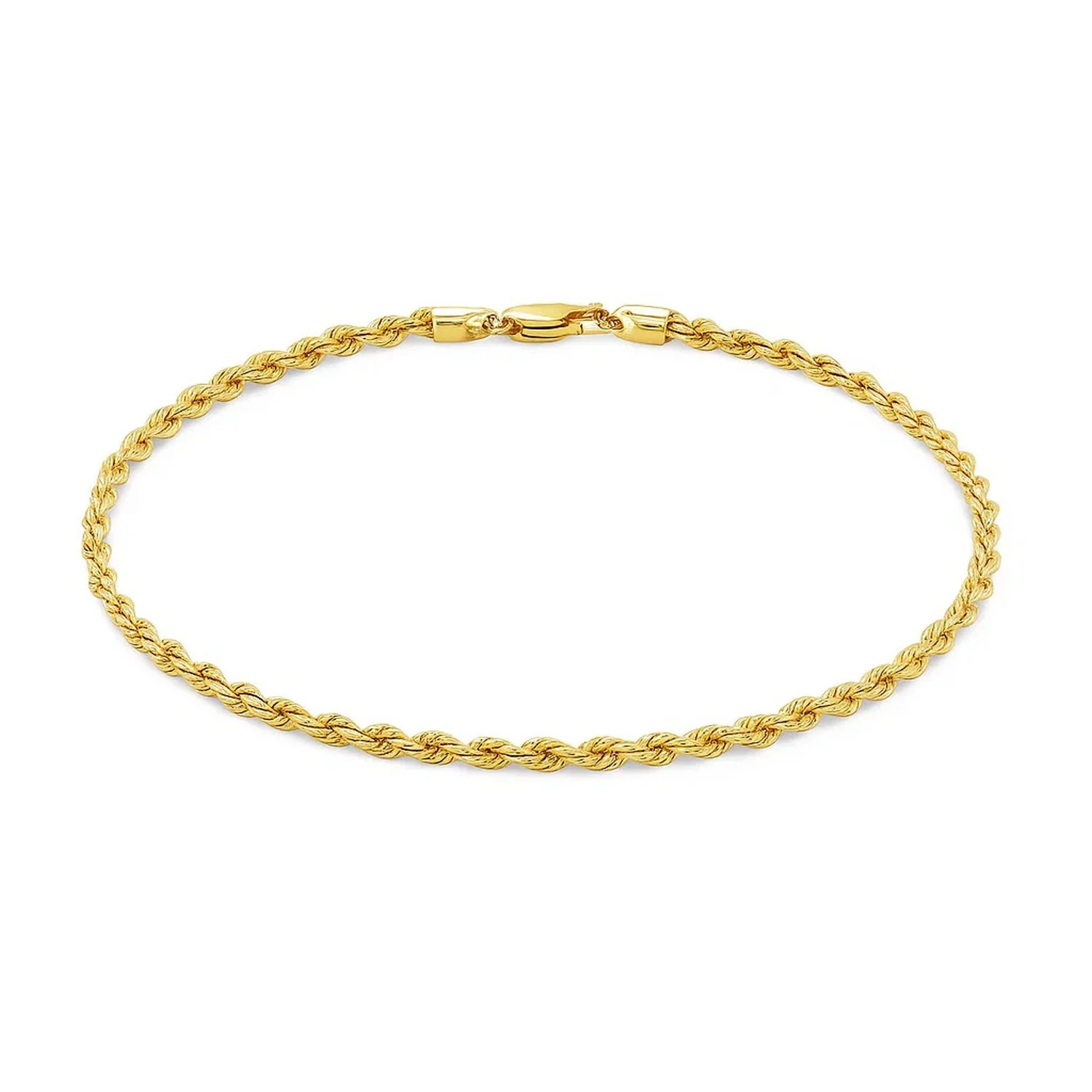 3.0mm 10k Yellow Gold Solid Diamond Cut Rope Bracelet - Image 12
