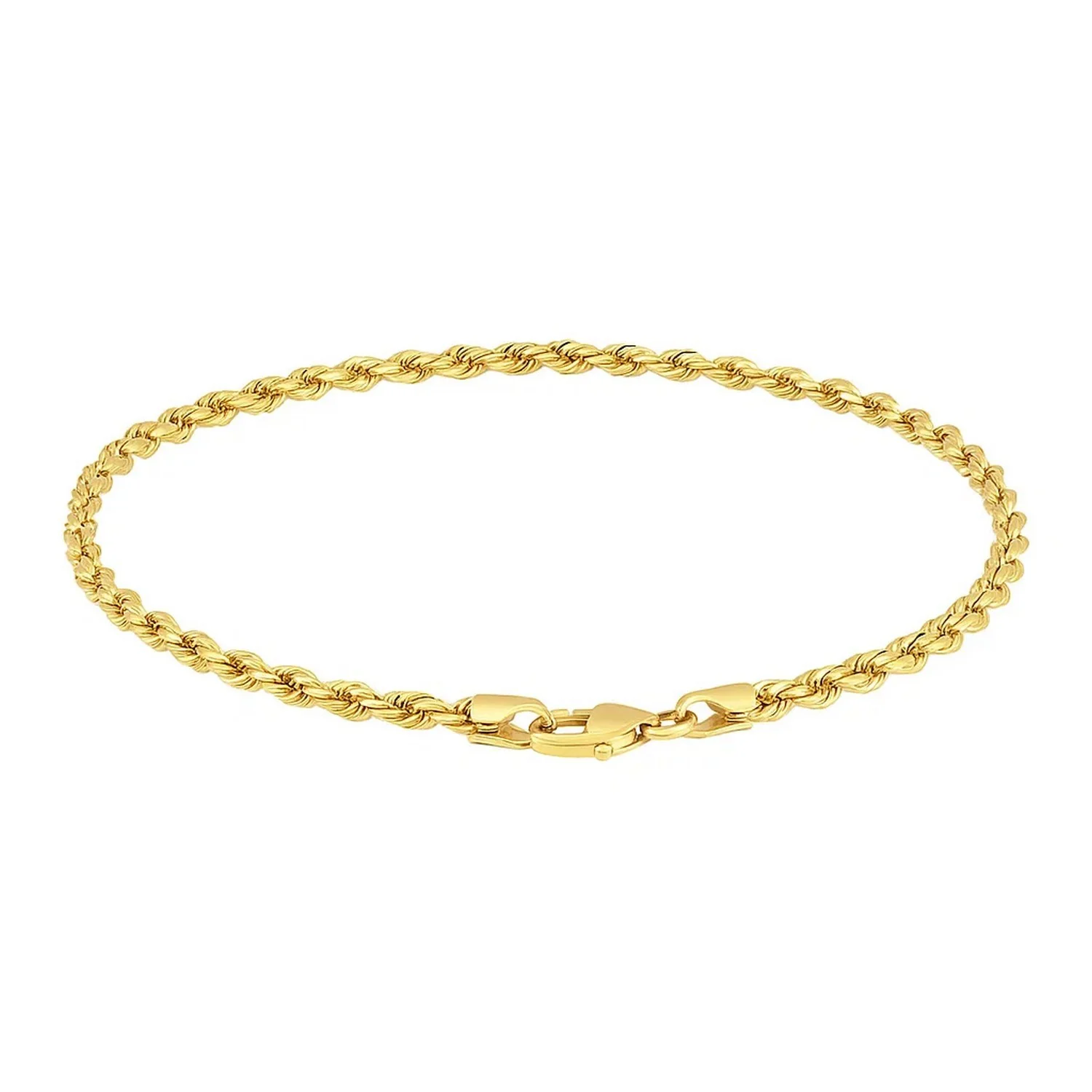 3.0mm 10k Yellow Gold Solid Diamond Cut Rope Bracelet - Image 13
