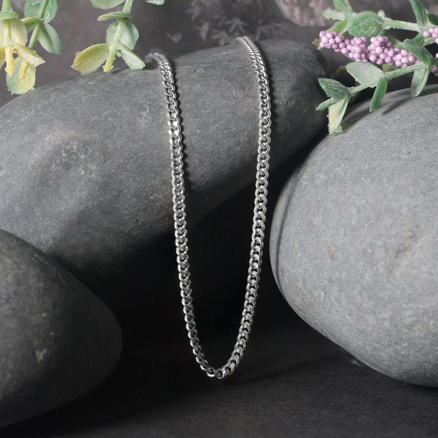 3.0mm 14K White Gold Gourmette Chain - Image 10