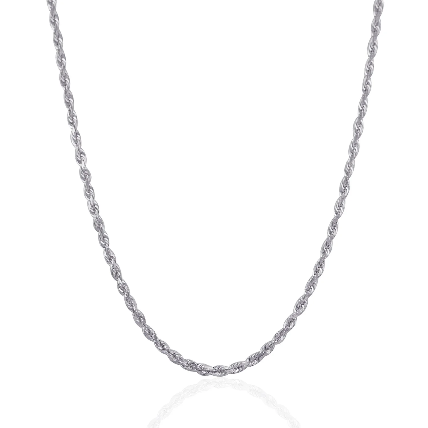 3.0mm 14k White Gold Solid Diamond Cut Rope Chain - Image 2
