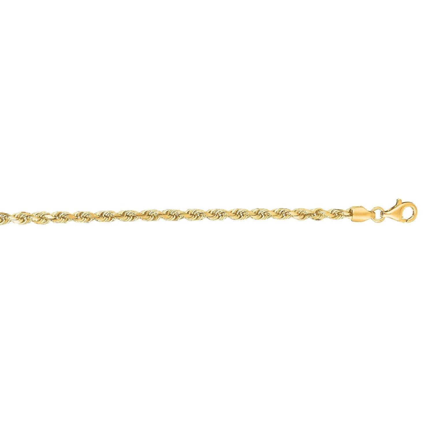 3.0mm 14k Yellow Gold Solid Diamond Cut Rope Bracelet - Image 2