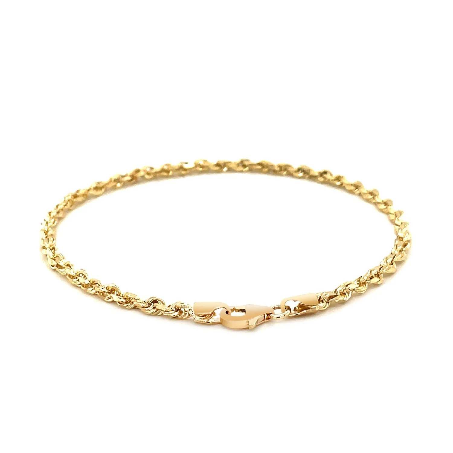 3.0mm 14k Yellow Gold Solid Diamond Cut Rope Bracelet - Image 4