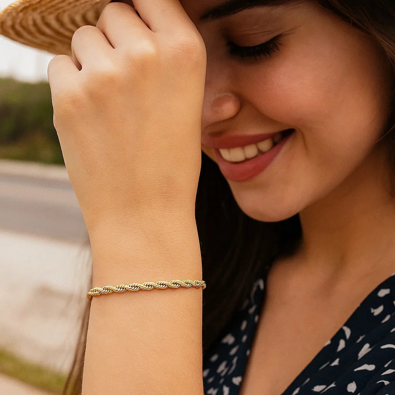 3.0mm 14k Yellow Gold Solid Diamond Cut Rope Bracelet - Image 7