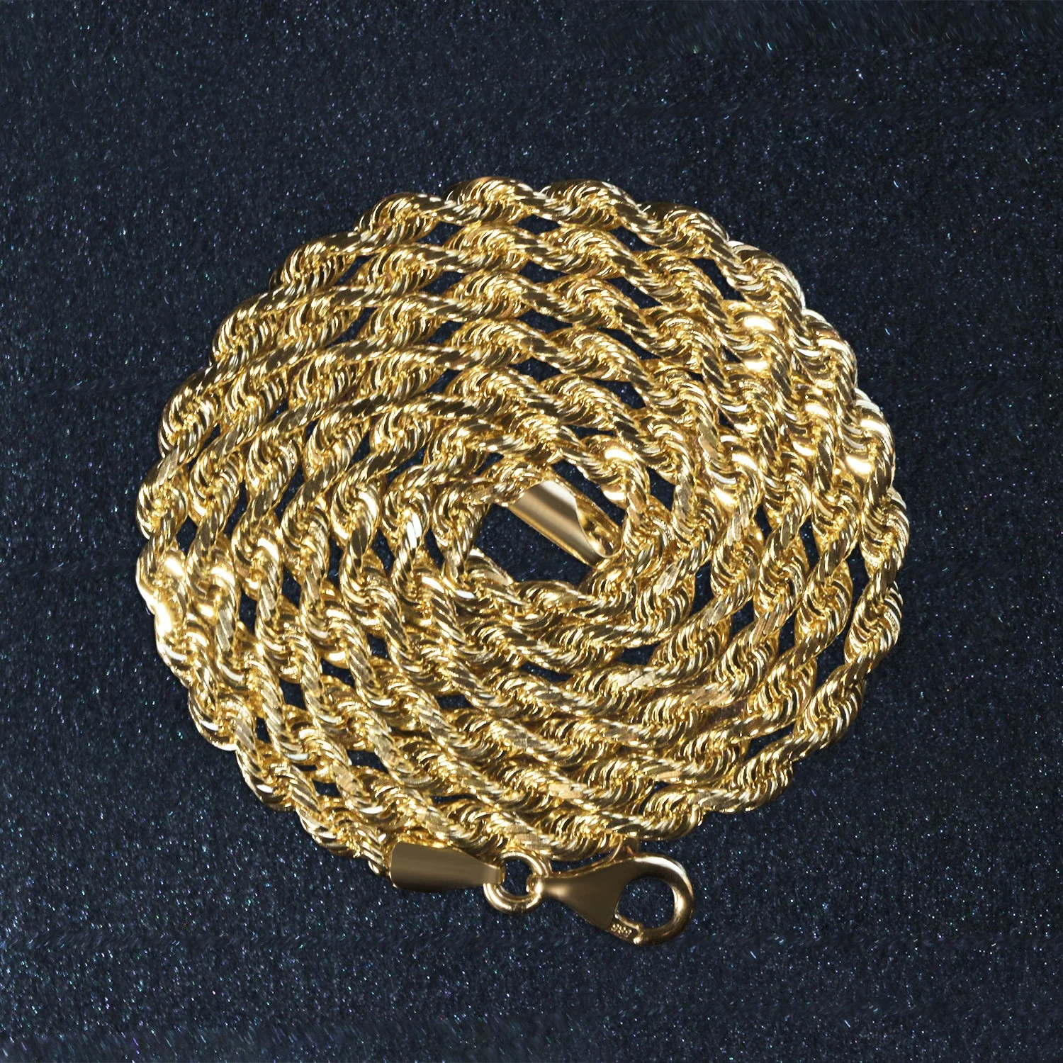 3.0mm 14k Yellow Gold Solid Diamond Cut Rope Chain - Image 6