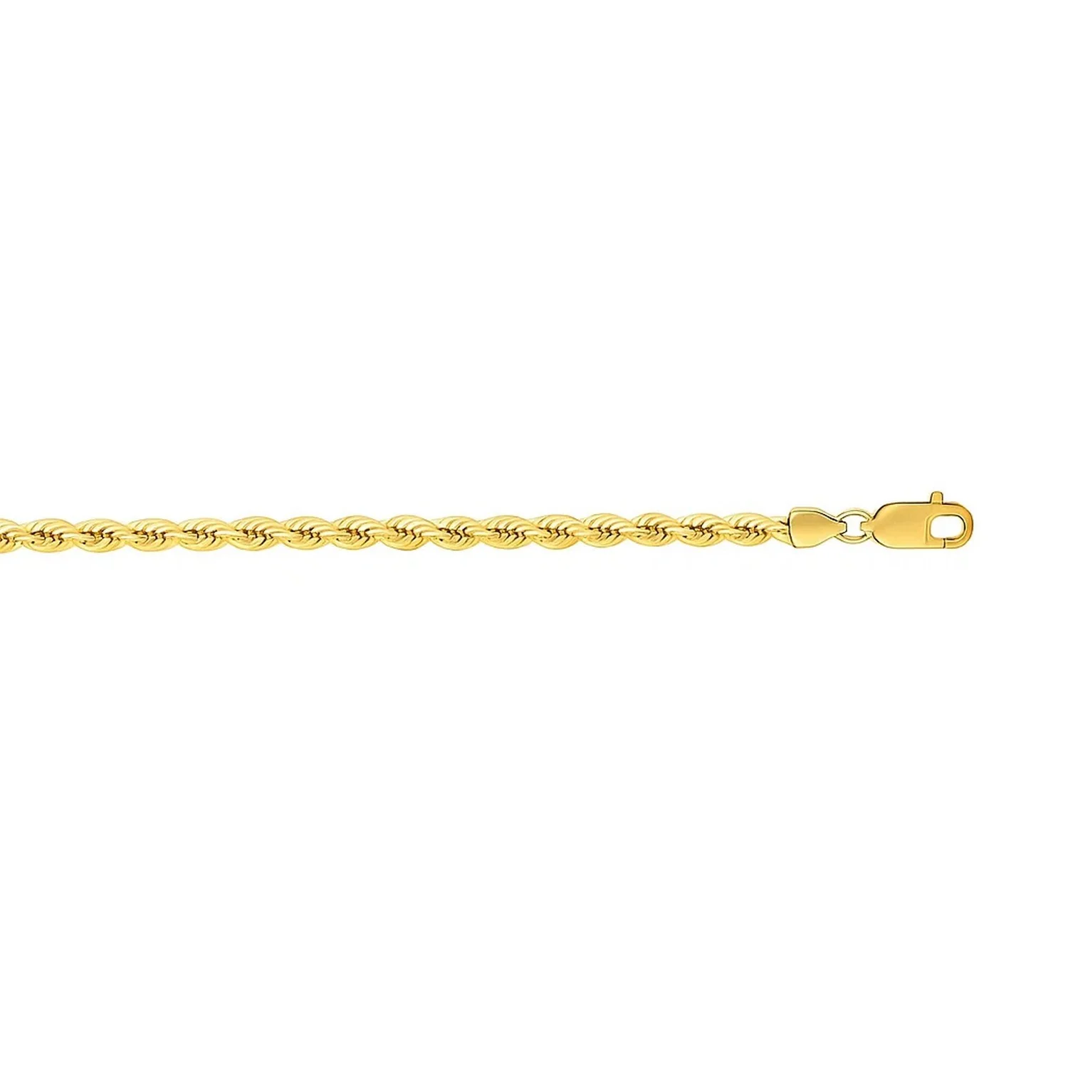 3.0mm 14k Yellow Gold Solid Rope Bracelet - Image 2