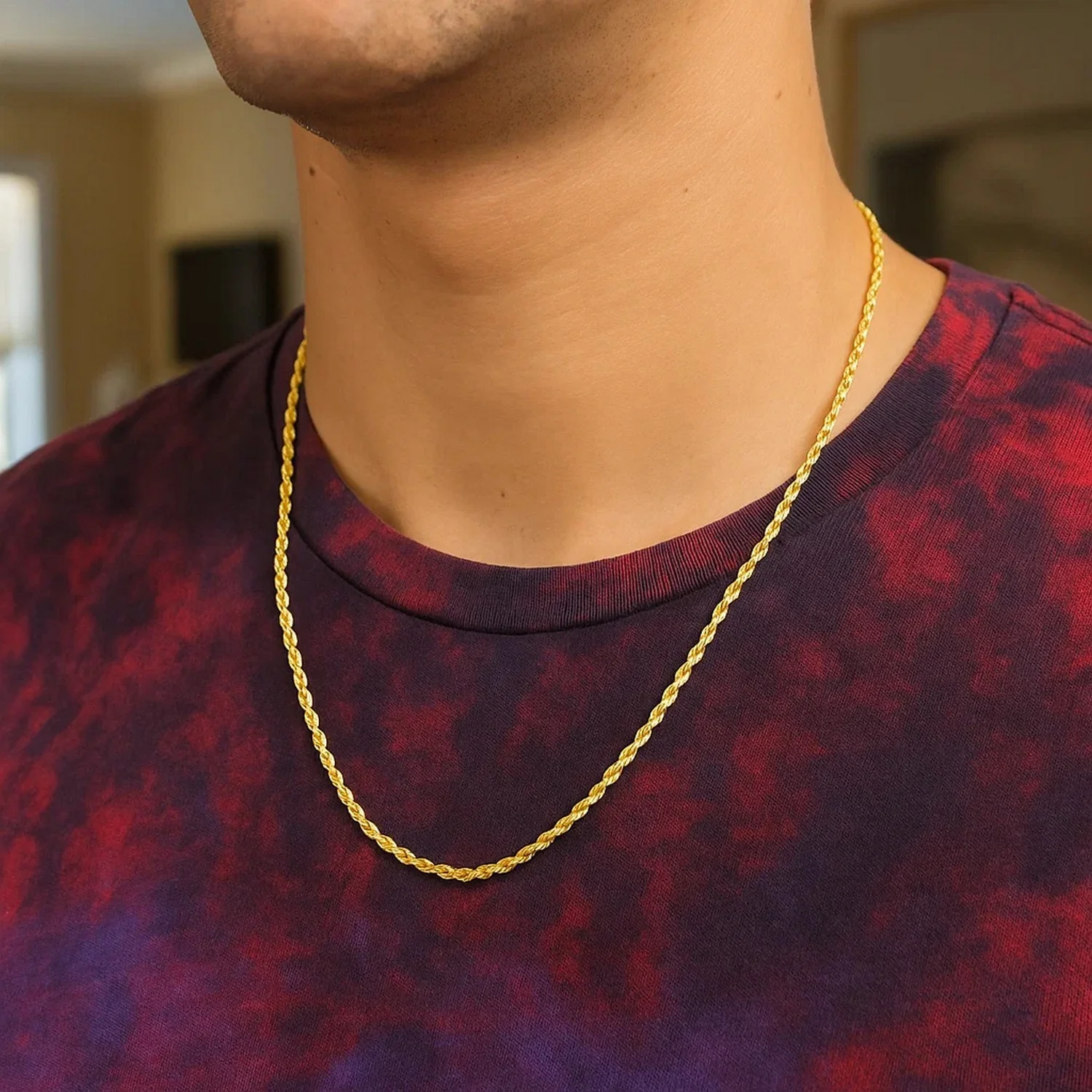 3.0mm 14k Yellow Gold Solid Rope Chain - Image 7
