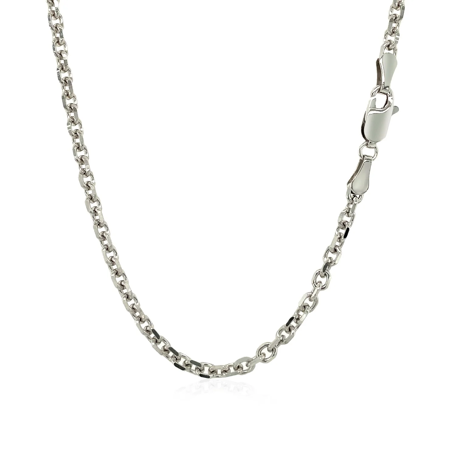 3.1mm 14k White Gold Diamond Cut Cable Link Chain - Image 11