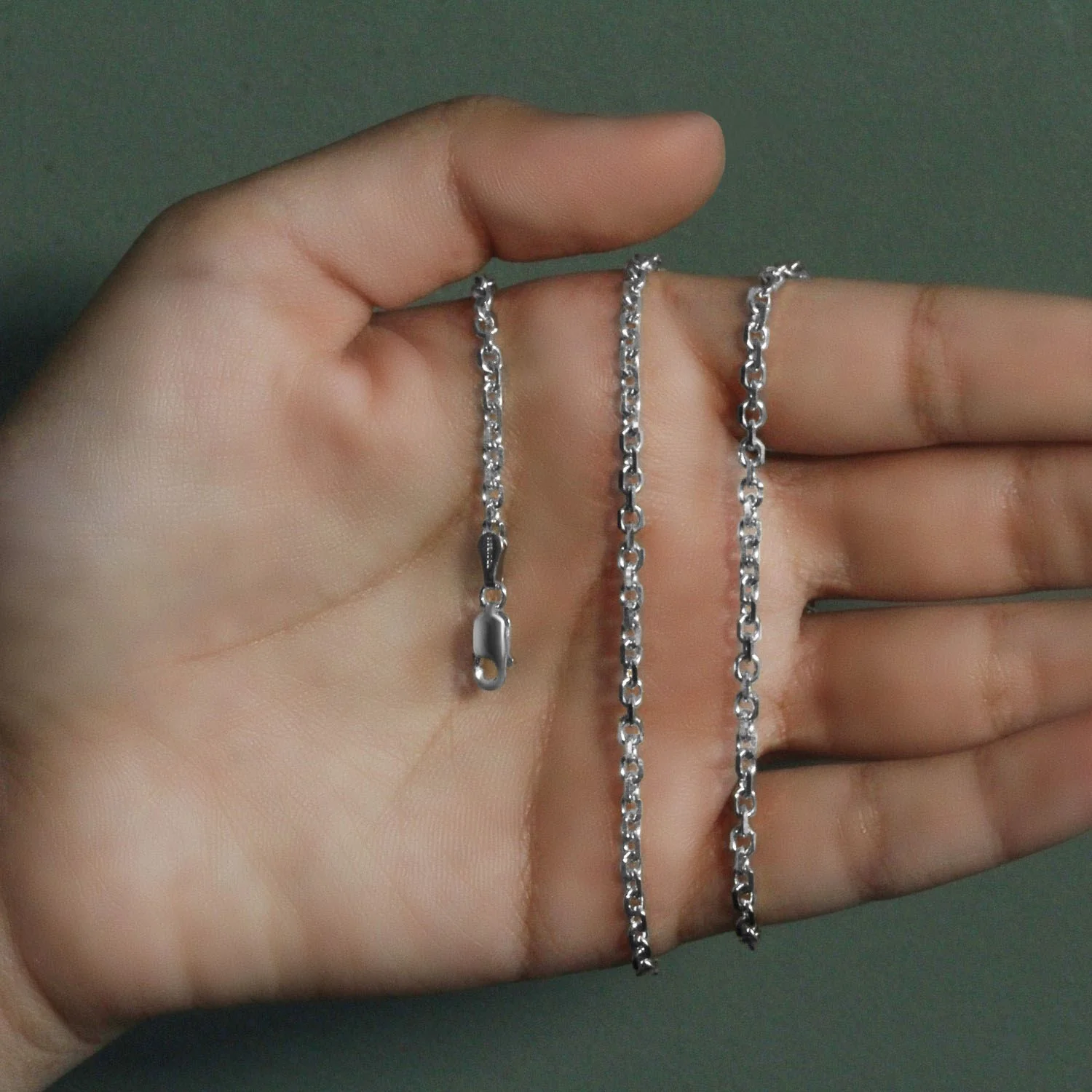 3.1mm 14k White Gold Diamond Cut Cable Link Chain - Image 21