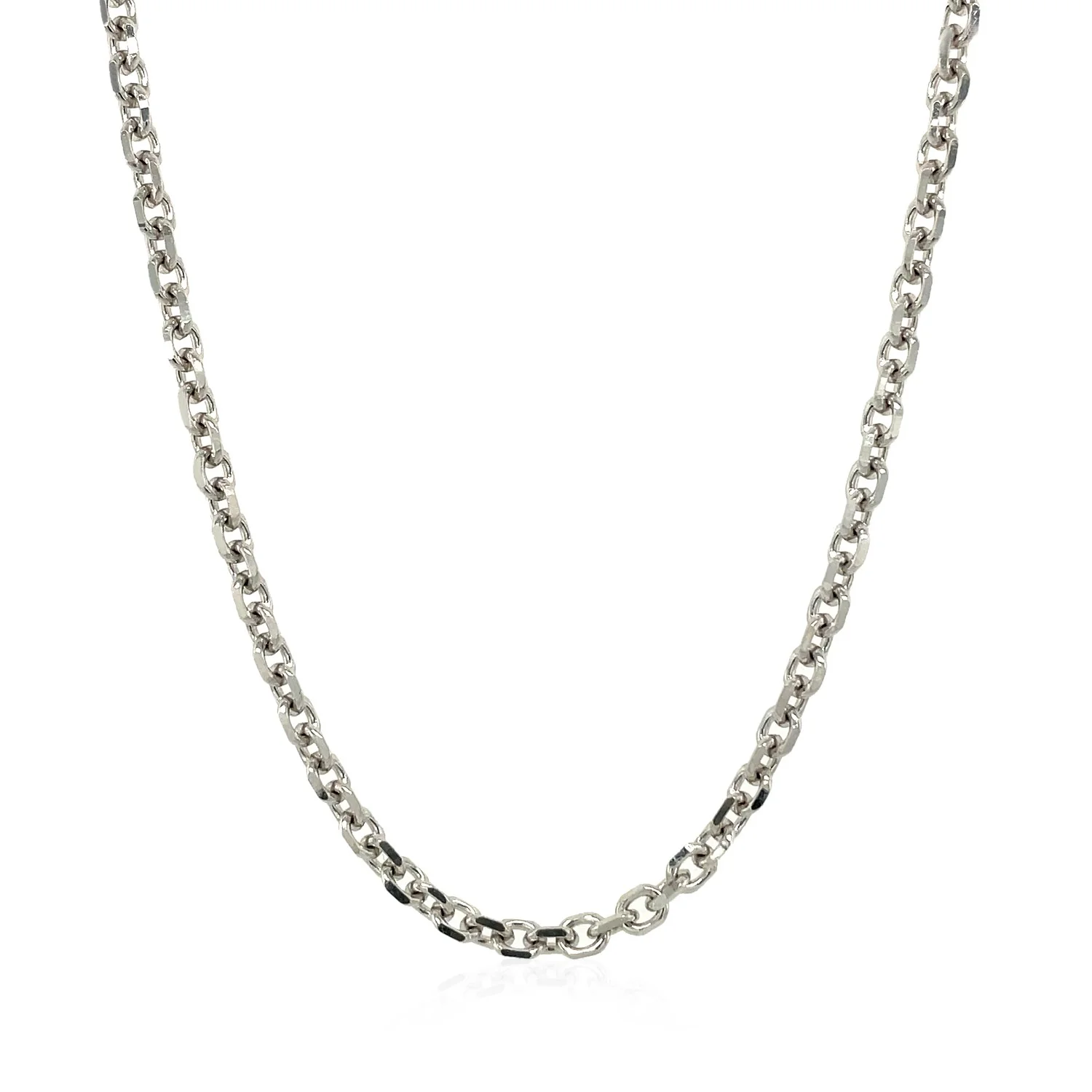 3.1mm 14k White Gold Diamond Cut Cable Link Chain - Image 5