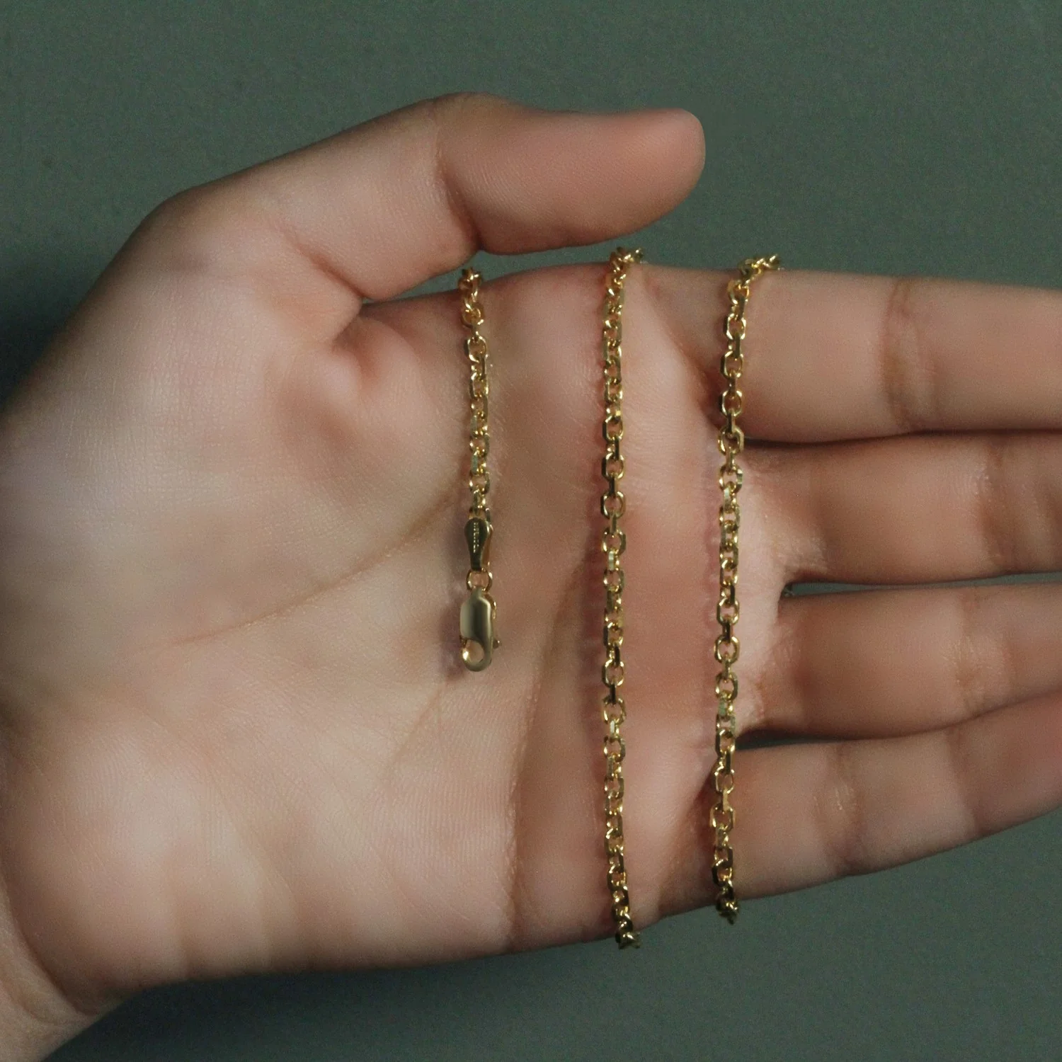 3.1mm 14k Yellow Gold Diamond Cut Cable Link Chain - Image 8