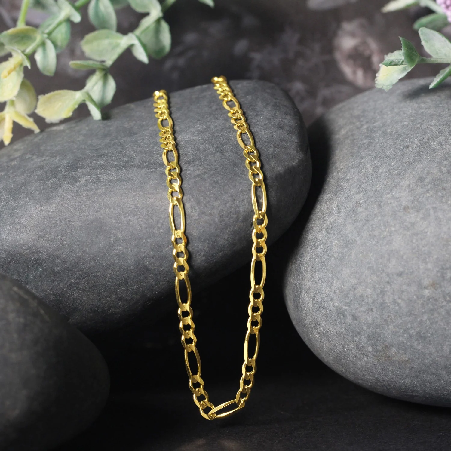 3.1mm 14k Yellow Gold Solid Figaro Chain - Image 3