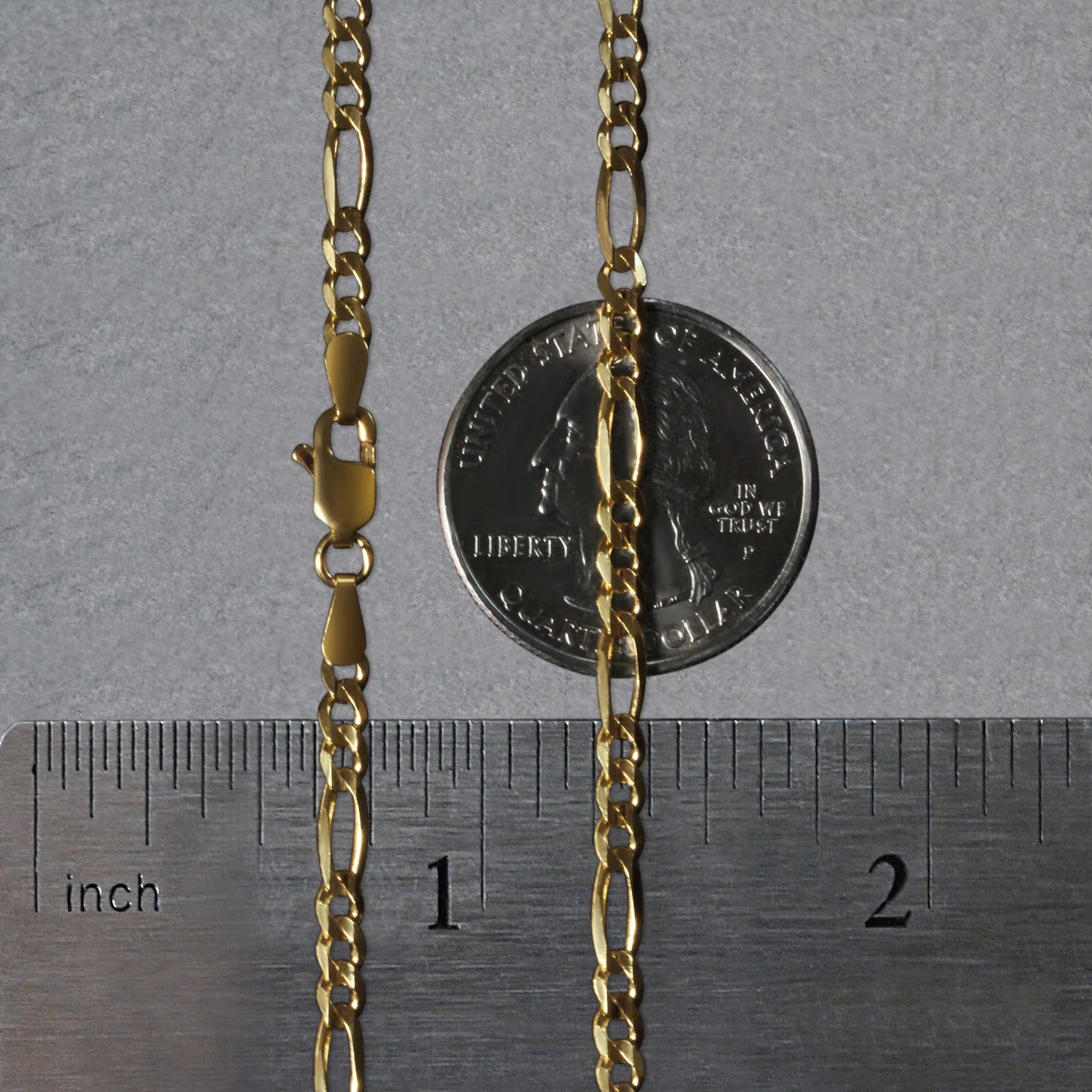3.1mm 14k Yellow Gold Solid Figaro Chain - Image 9