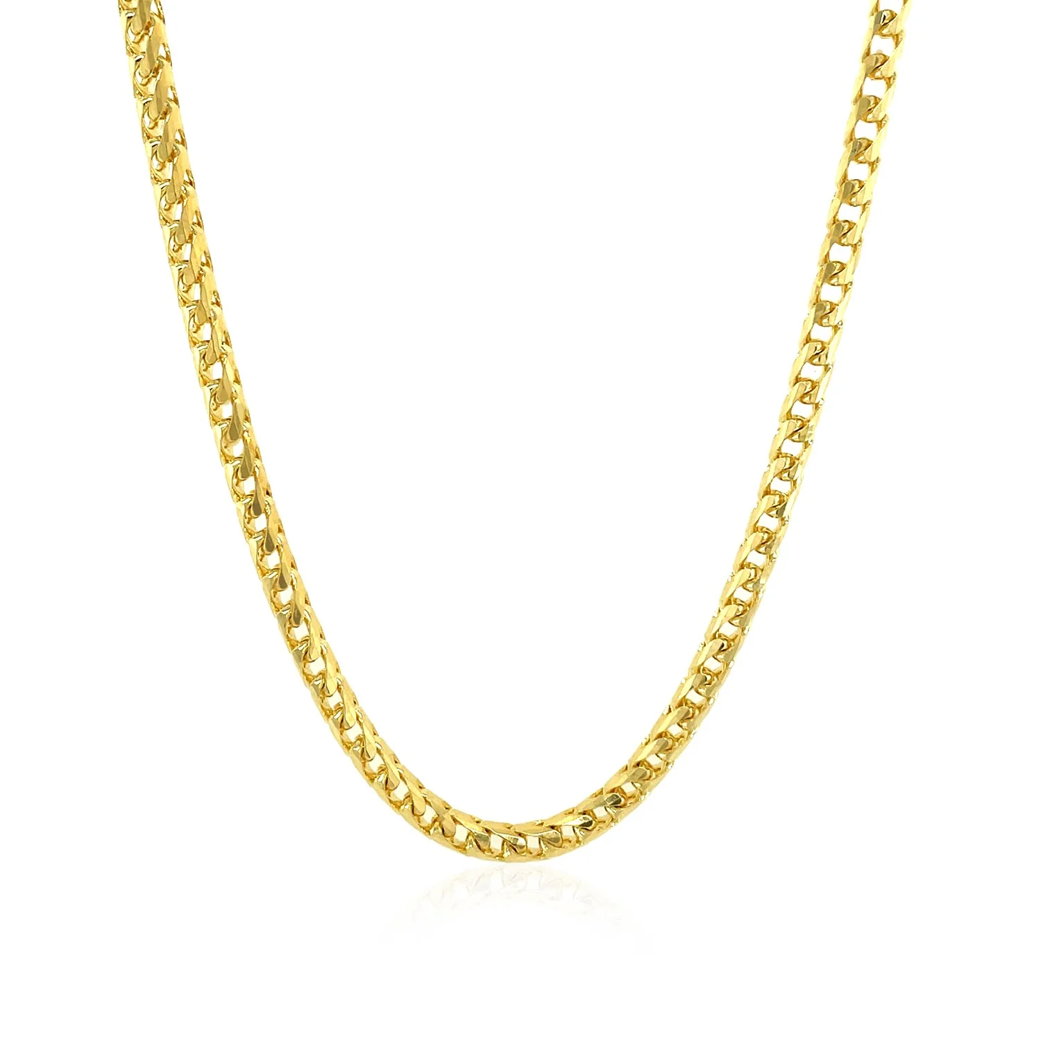 3.1mm 14k Yellow Solid Gold Diamond Cut Round Franco Chain - Image 3