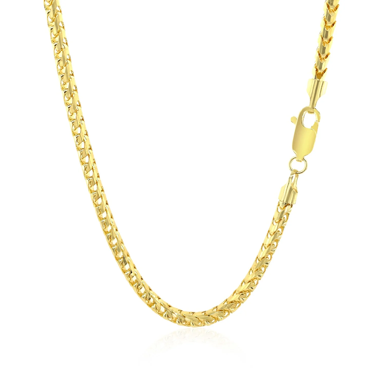 3.1mm 14k Yellow Solid Gold Diamond Cut Round Franco Chain - Image 5
