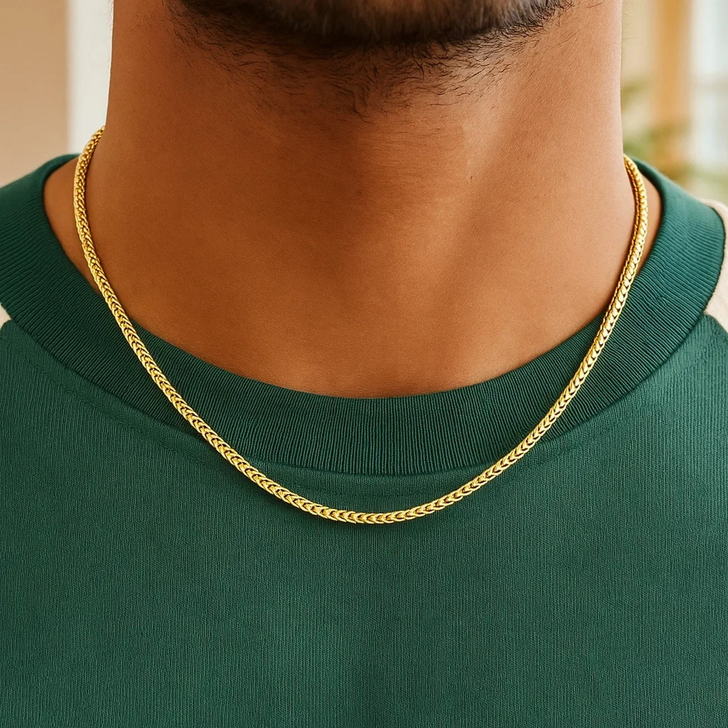 3.1mm 14k Yellow Solid Gold Diamond Cut Round Franco Chain - Image 9