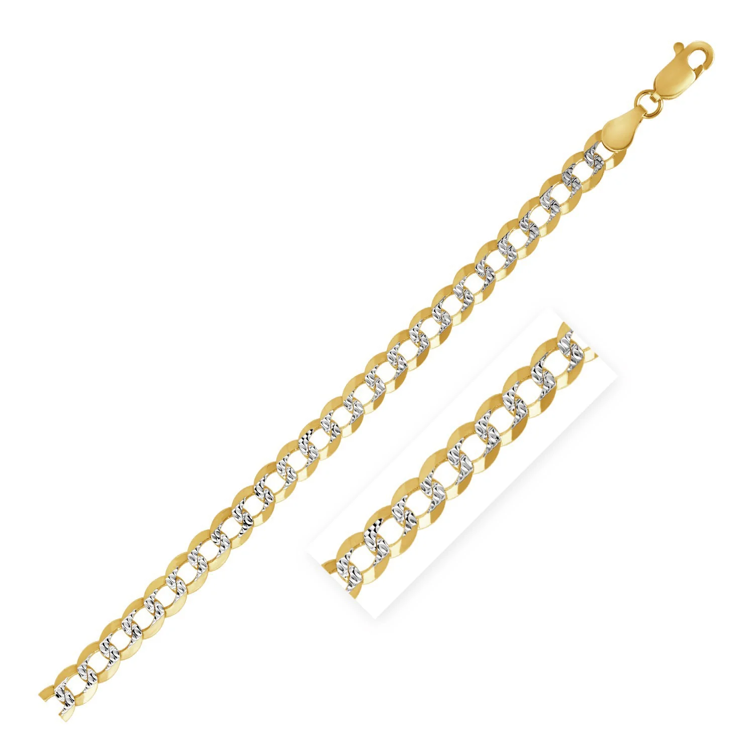 3.2 mm 14k Two Tone Gold Pave Curb Chain - Image 3