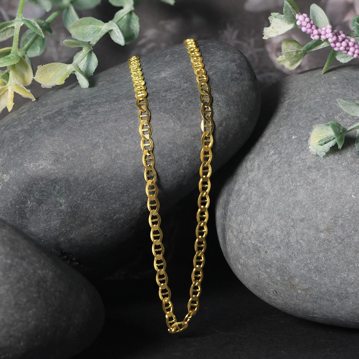 3.2mm 10k Yellow Gold Mariner Link Chain - Image 4