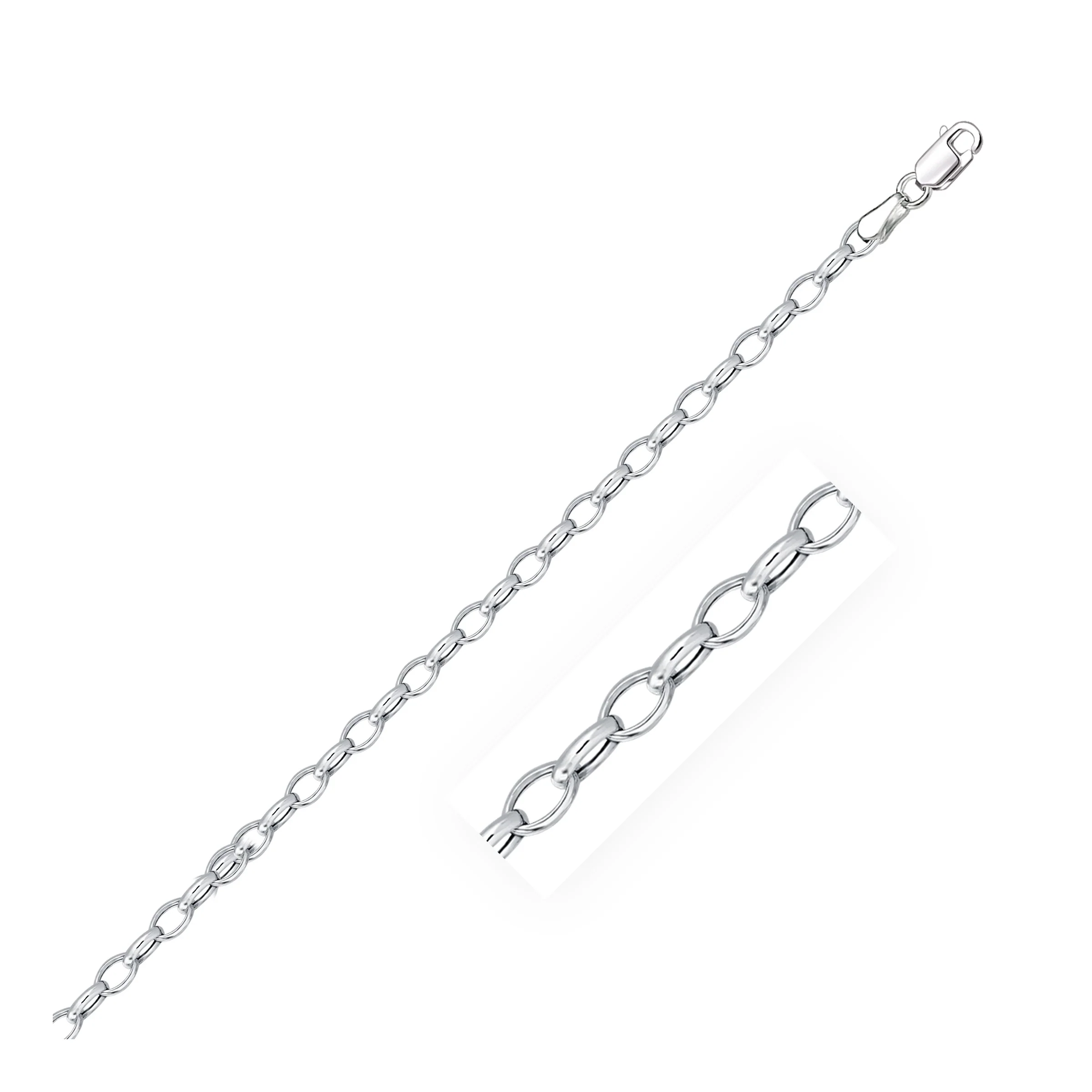 3.2mm 14k White Gold Oval Rolo Chain - Image 17