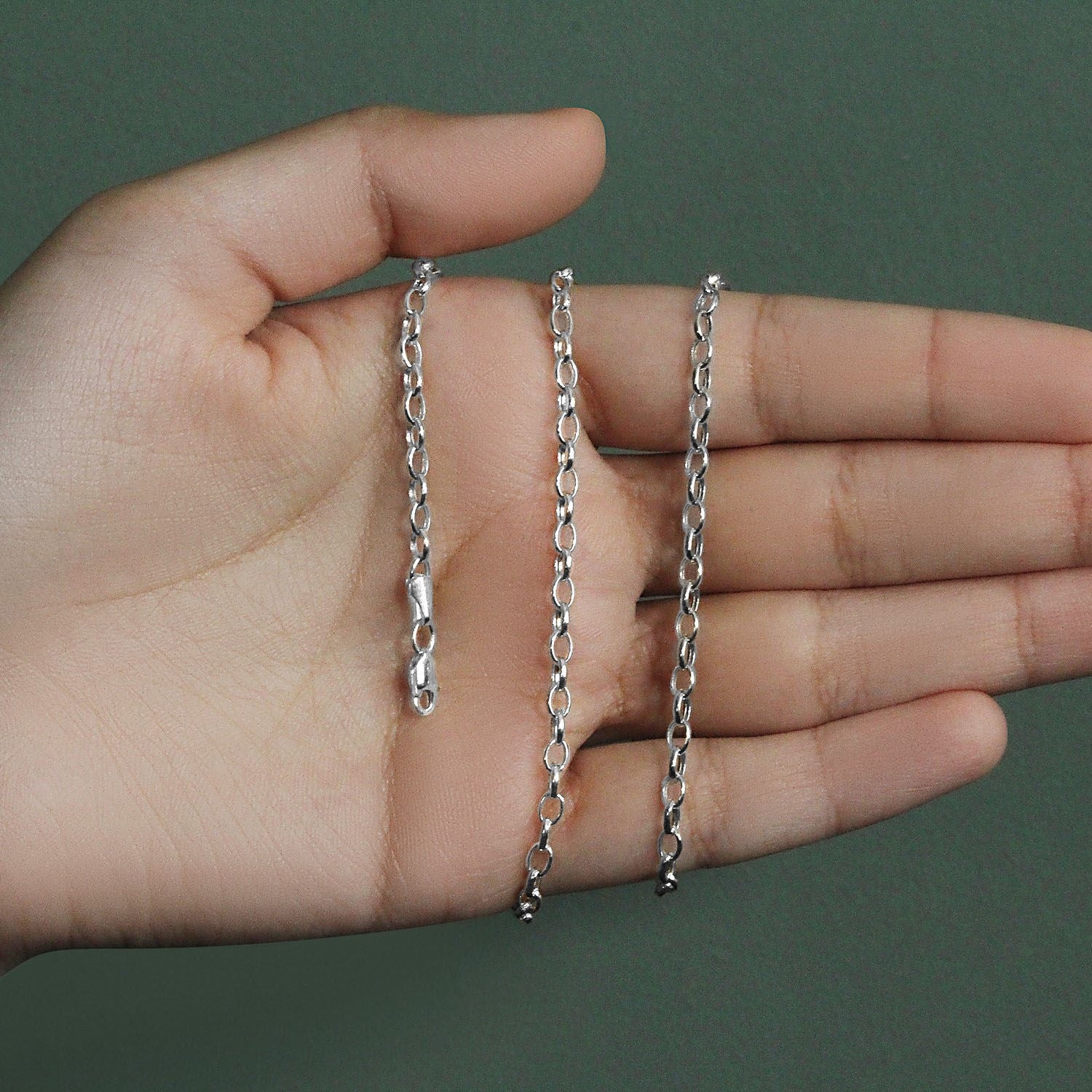 3.2mm 14k White Gold Oval Rolo Chain - Image 20