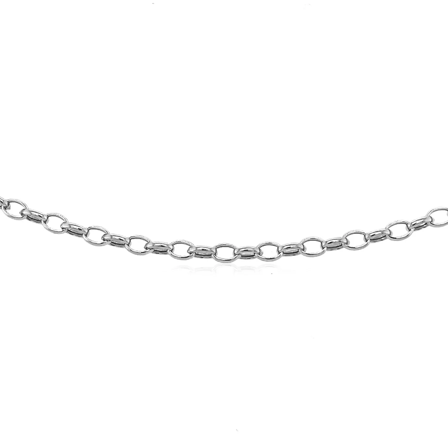 3.2mm 14k White Gold Oval Rolo Chain - Image 9