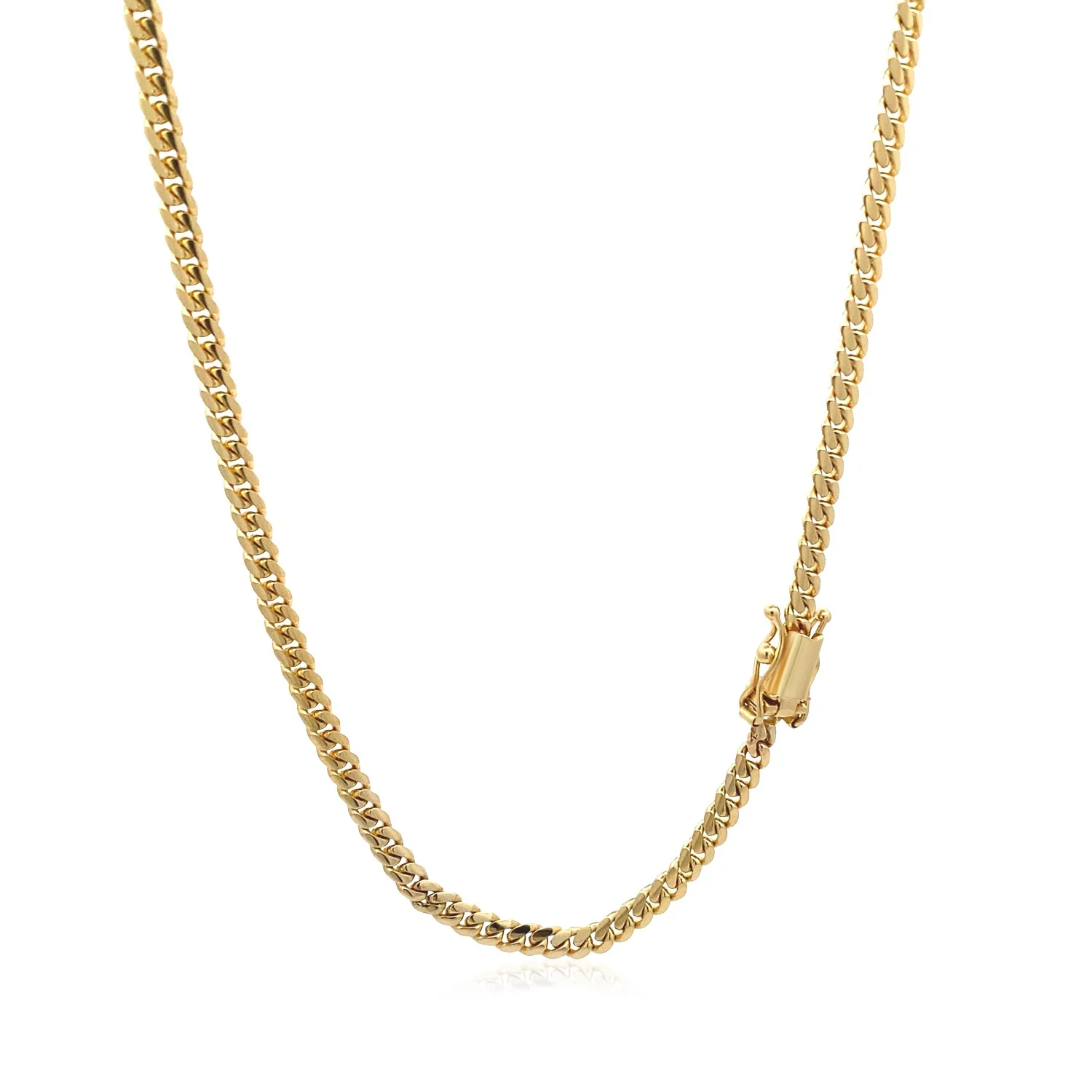 3.2mm 14k Yellow Gold Classic Solid Miami Cuban Chain - Image 12