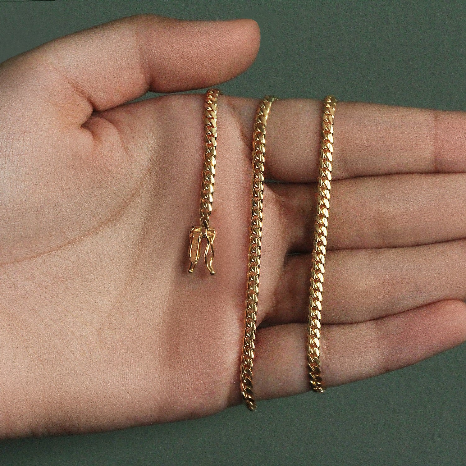 3.2mm 14k Yellow Gold Classic Solid Miami Cuban Chain - Image 21