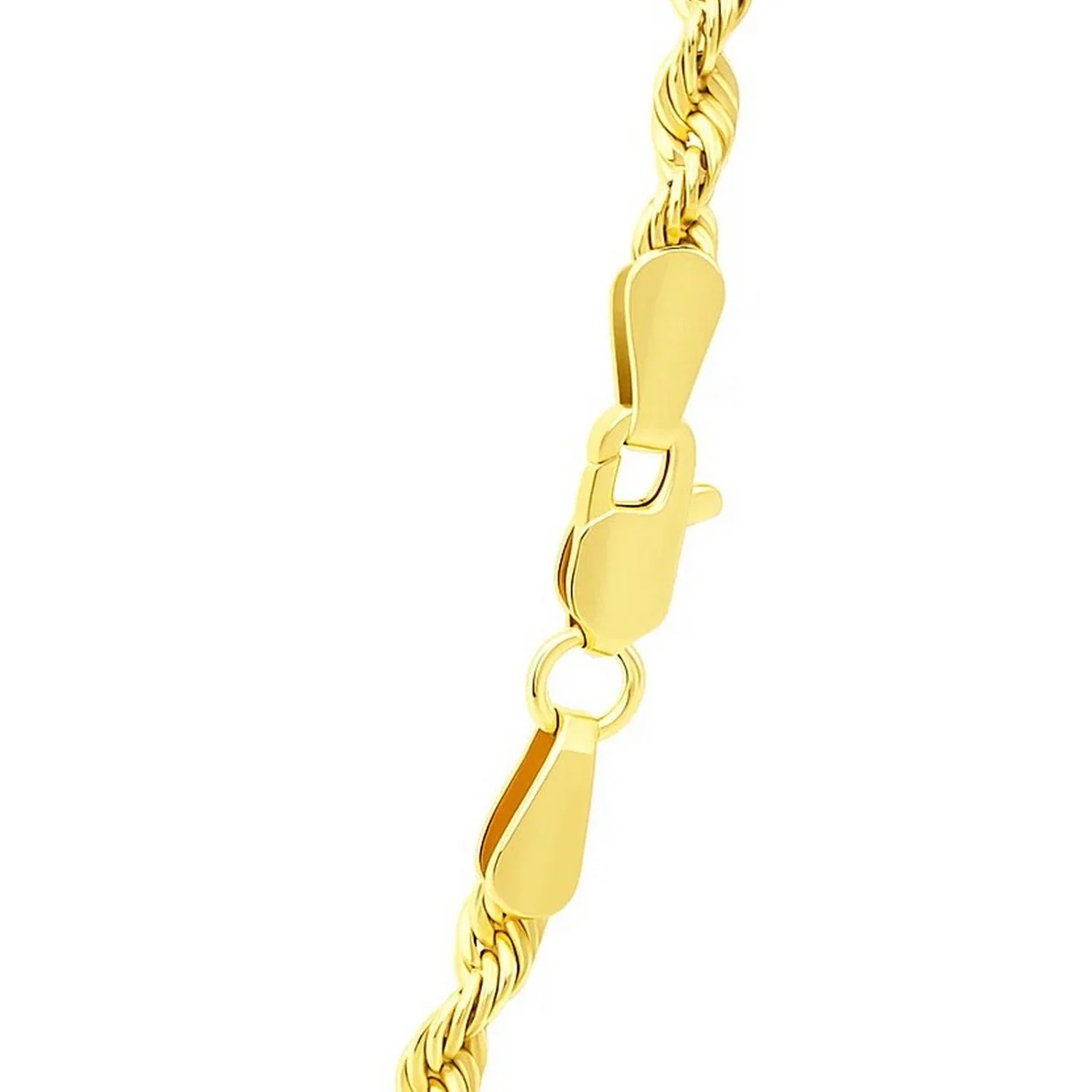 3.2mm 14K Yellow Gold Hollow Diamond Cut Rope Chain - Image 8