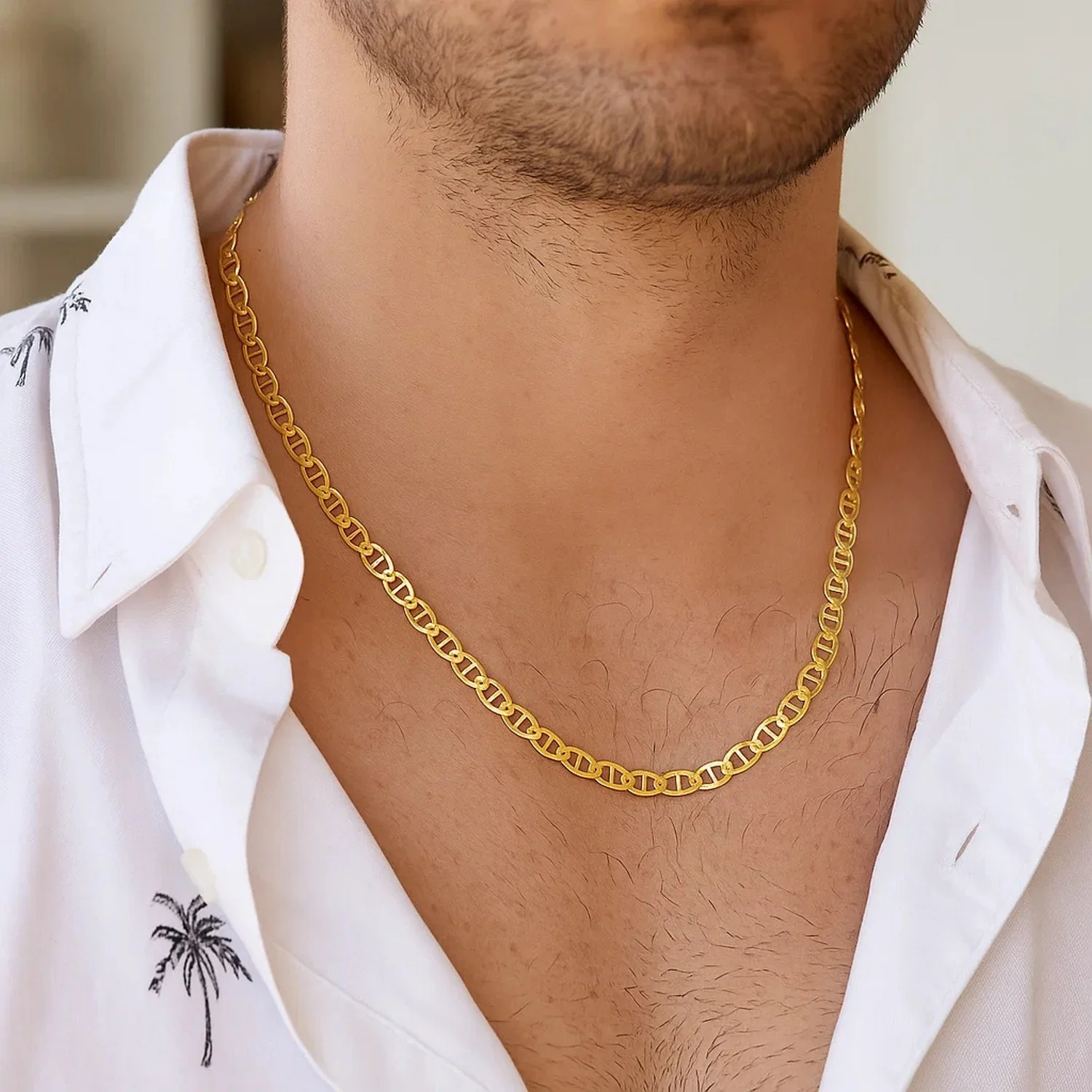3.2mm 14k Yellow Gold Mariner Link Chain - Image 8