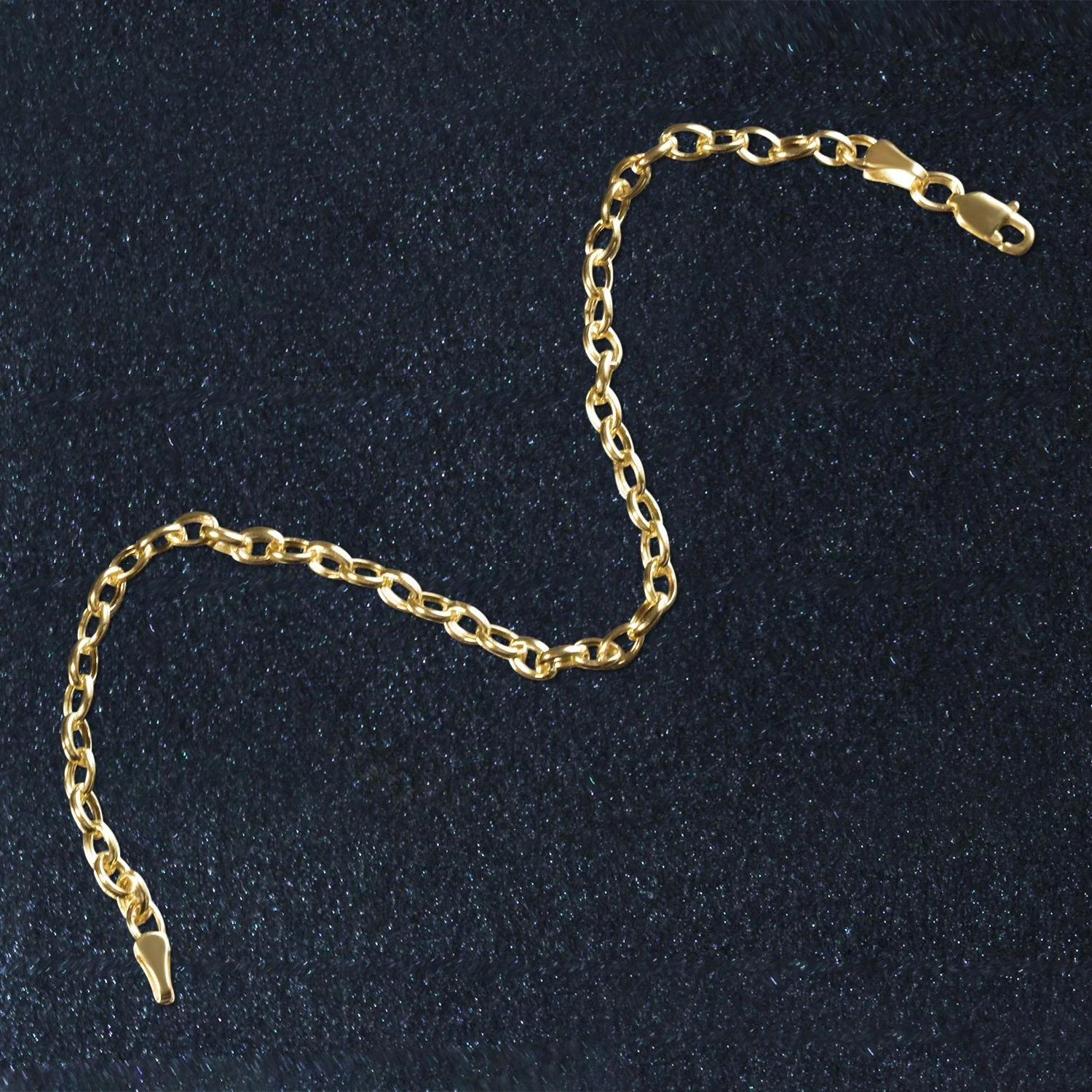 3.2mm 14k Yellow Gold Oval Rolo Bracelet - Image 4