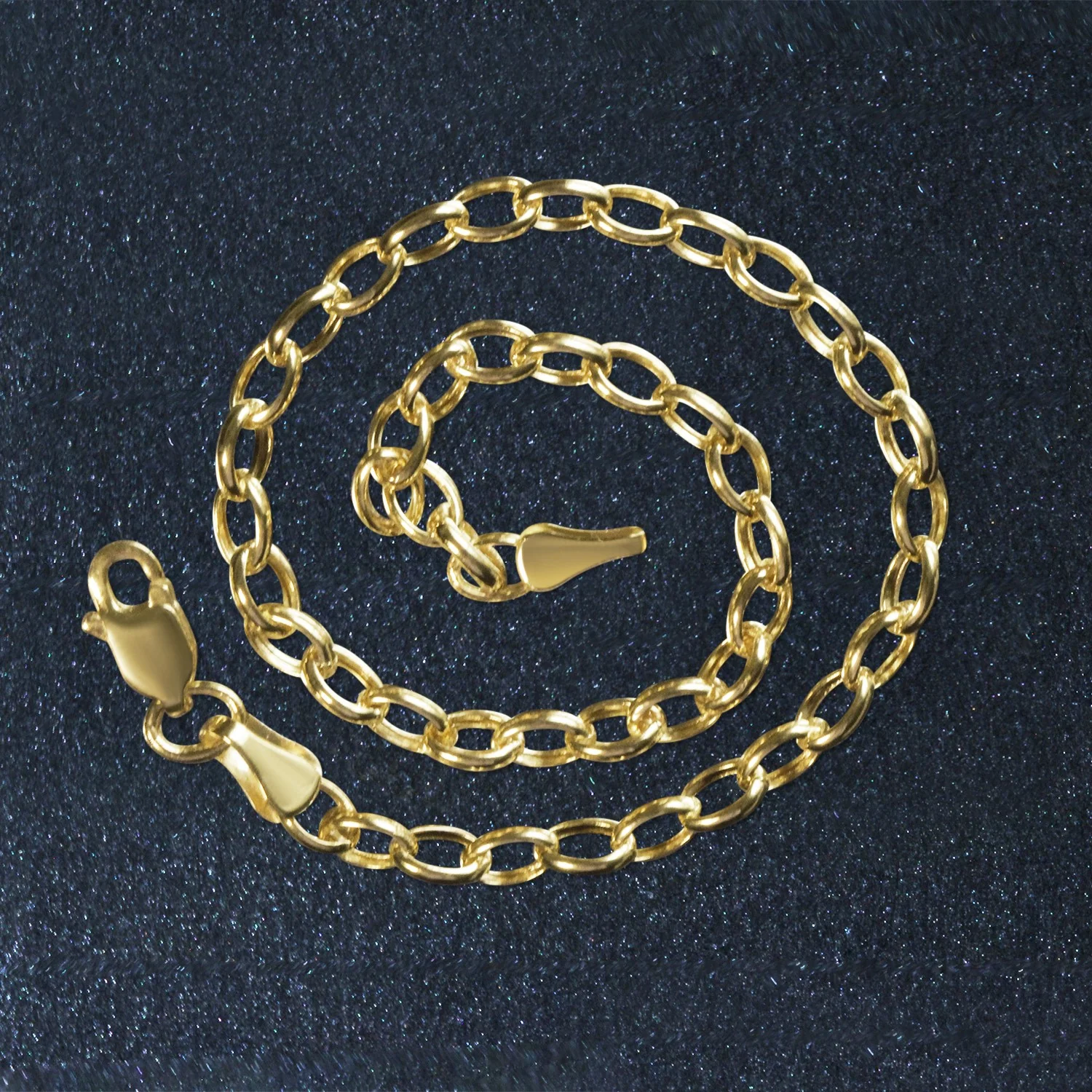 3.2mm 14k Yellow Gold Oval Rolo Bracelet - Image 5