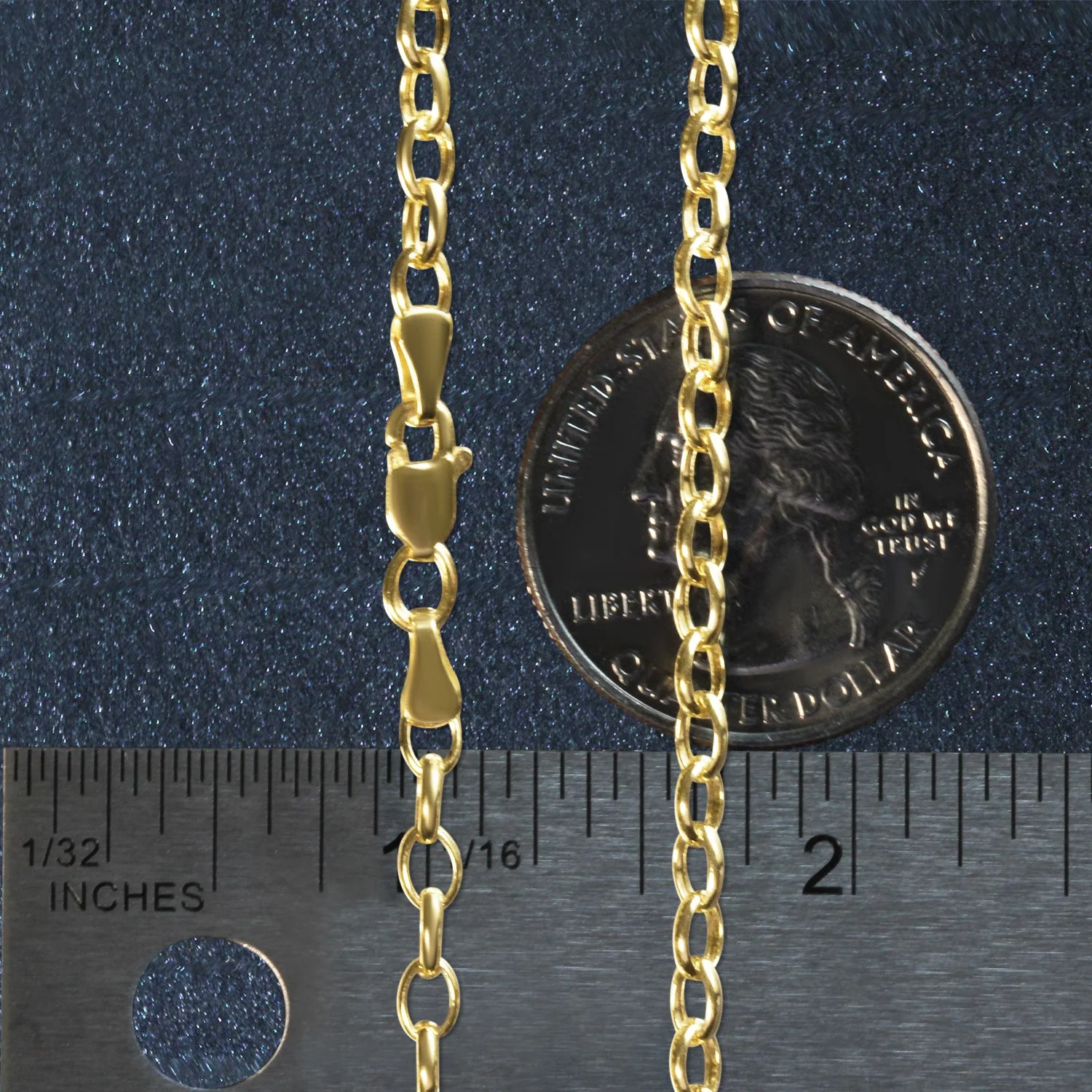 3.2mm 14k Yellow Gold Oval Rolo Bracelet - Image 6