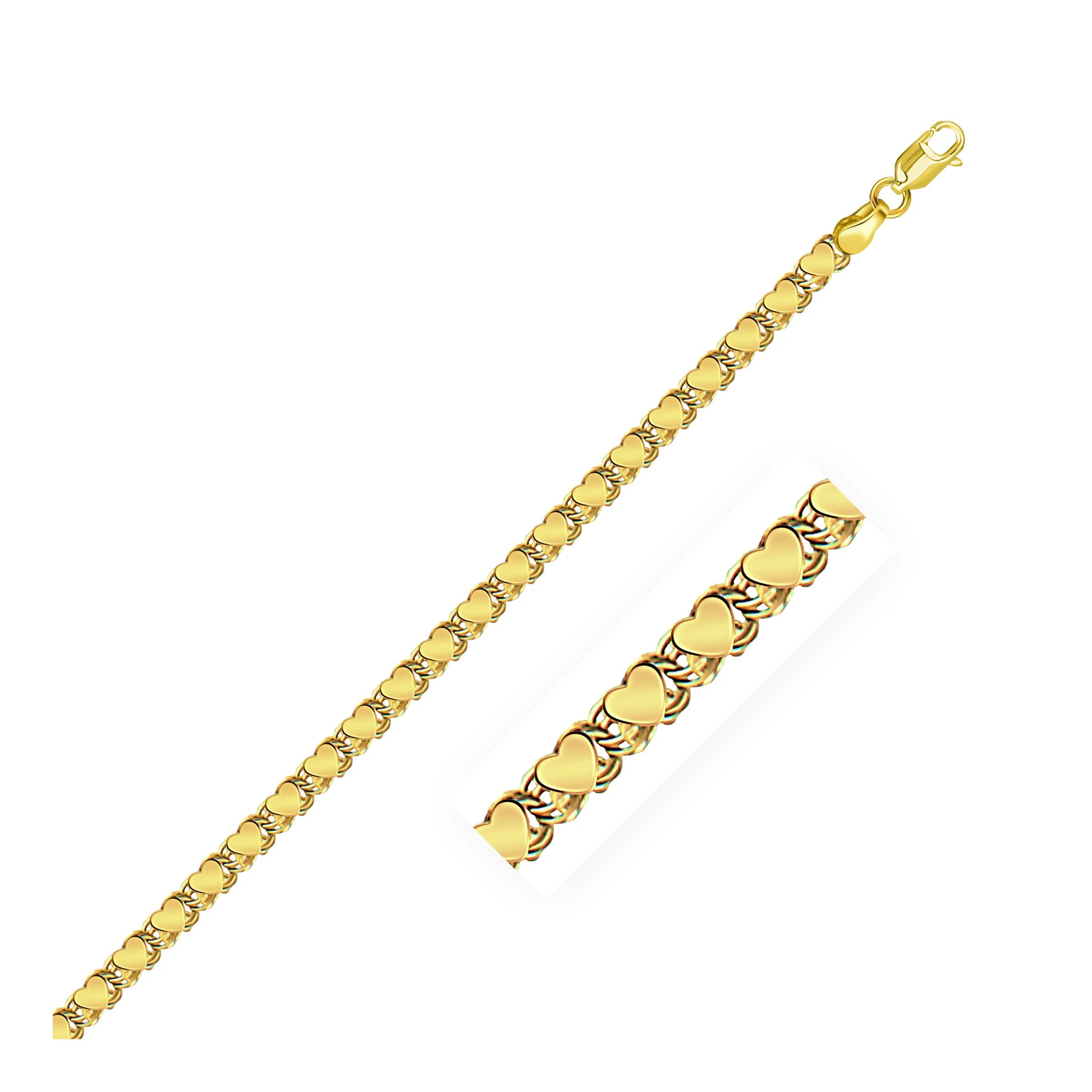 3.3mm 14k Yellow Gold Heart Chain - Image 4