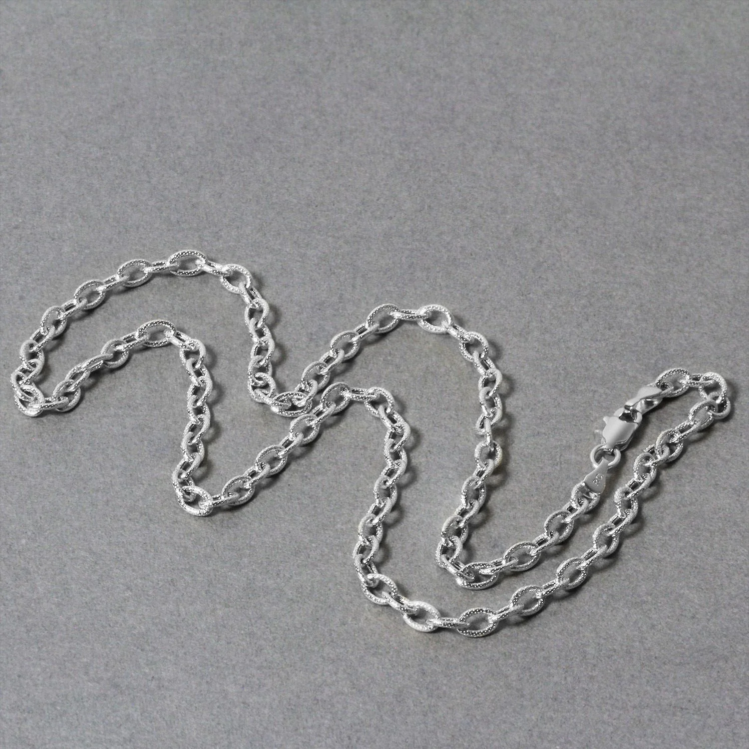 3.5mm 14k White Gold Pendant Chain with Textured Links - Image 12
