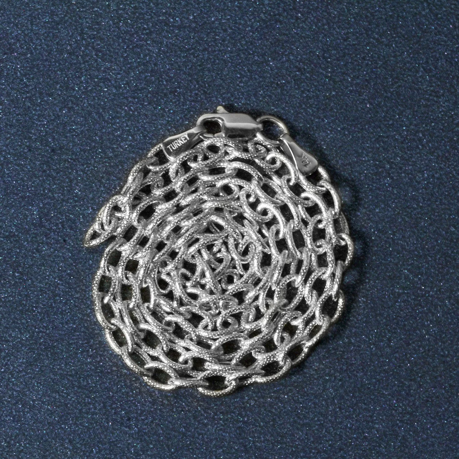3.5mm 14k White Gold Pendant Chain with Textured Links - Image 13