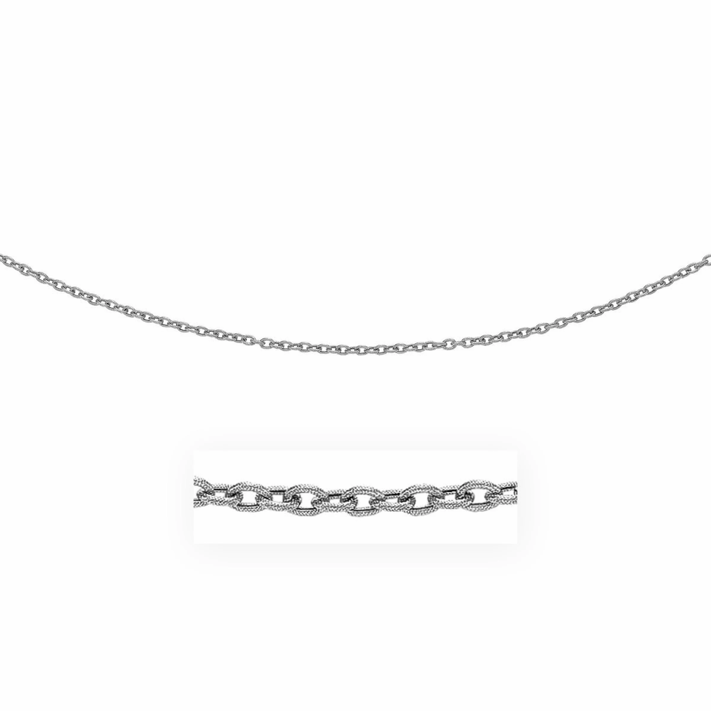 3.5mm 14k White Gold Pendant Chain with Textured Links - Image 2