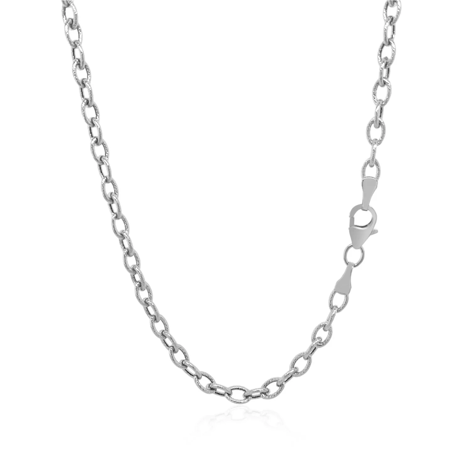 3.5mm 14k White Gold Pendant Chain with Textured Links - Image 6
