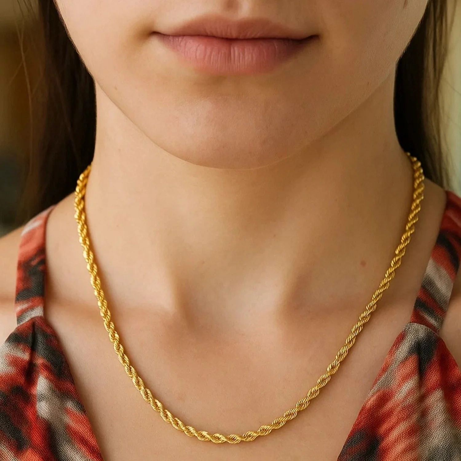3.5mm 14k Yellow Gold Solid Diamond Cut Rope Chain - Image 6