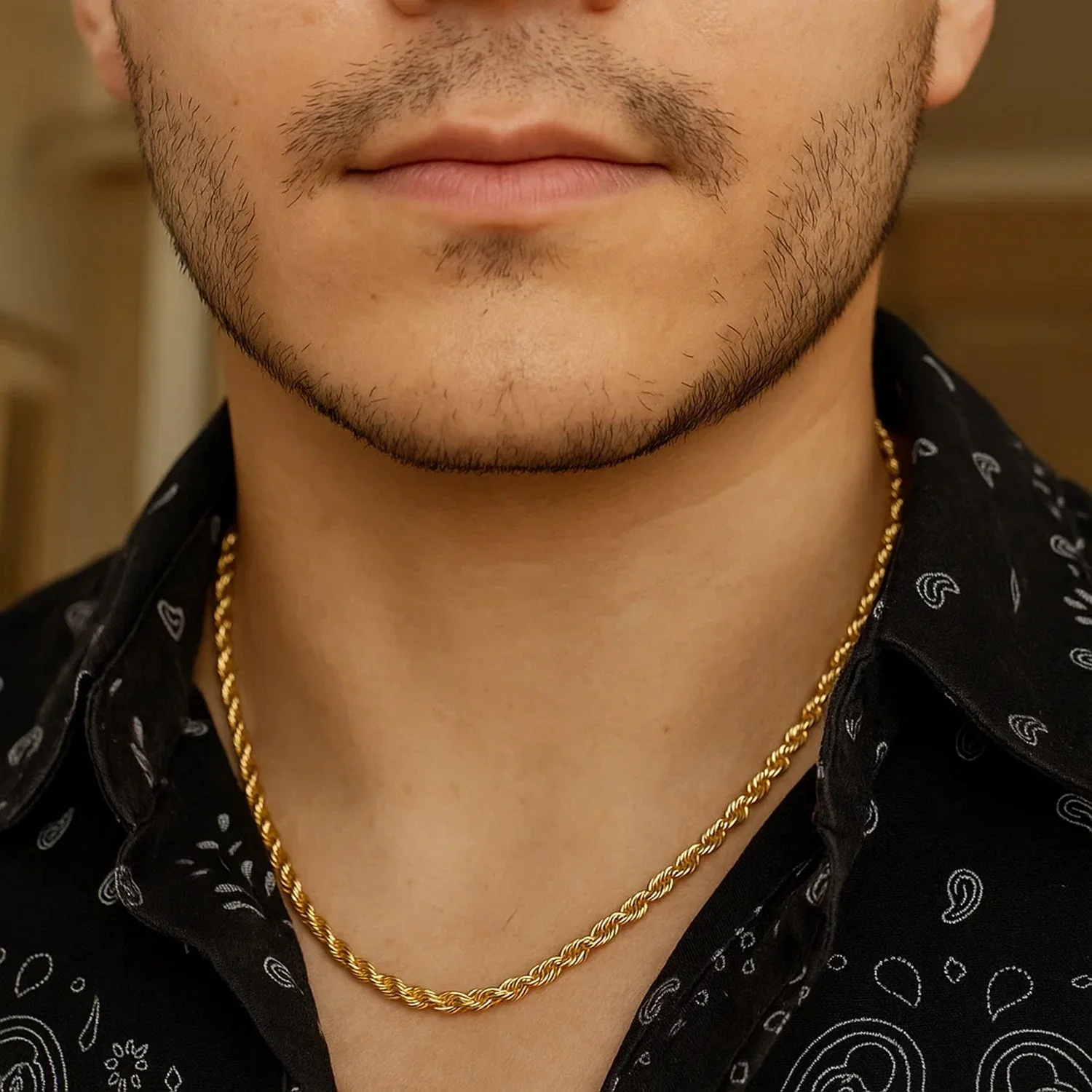 3.5mm 14k Yellow Gold Solid Diamond Cut Rope Chain - Image 8