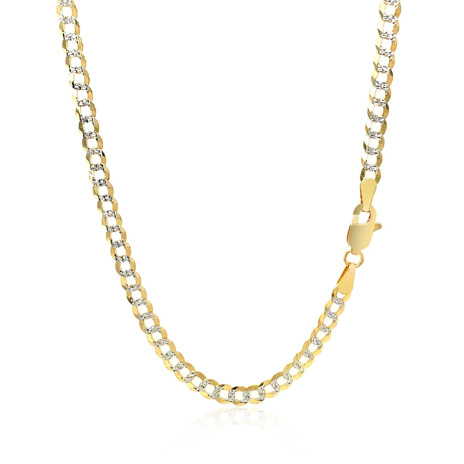 3.6 mm 14k Two Tone Gold Pave Curb Chain - Image 4