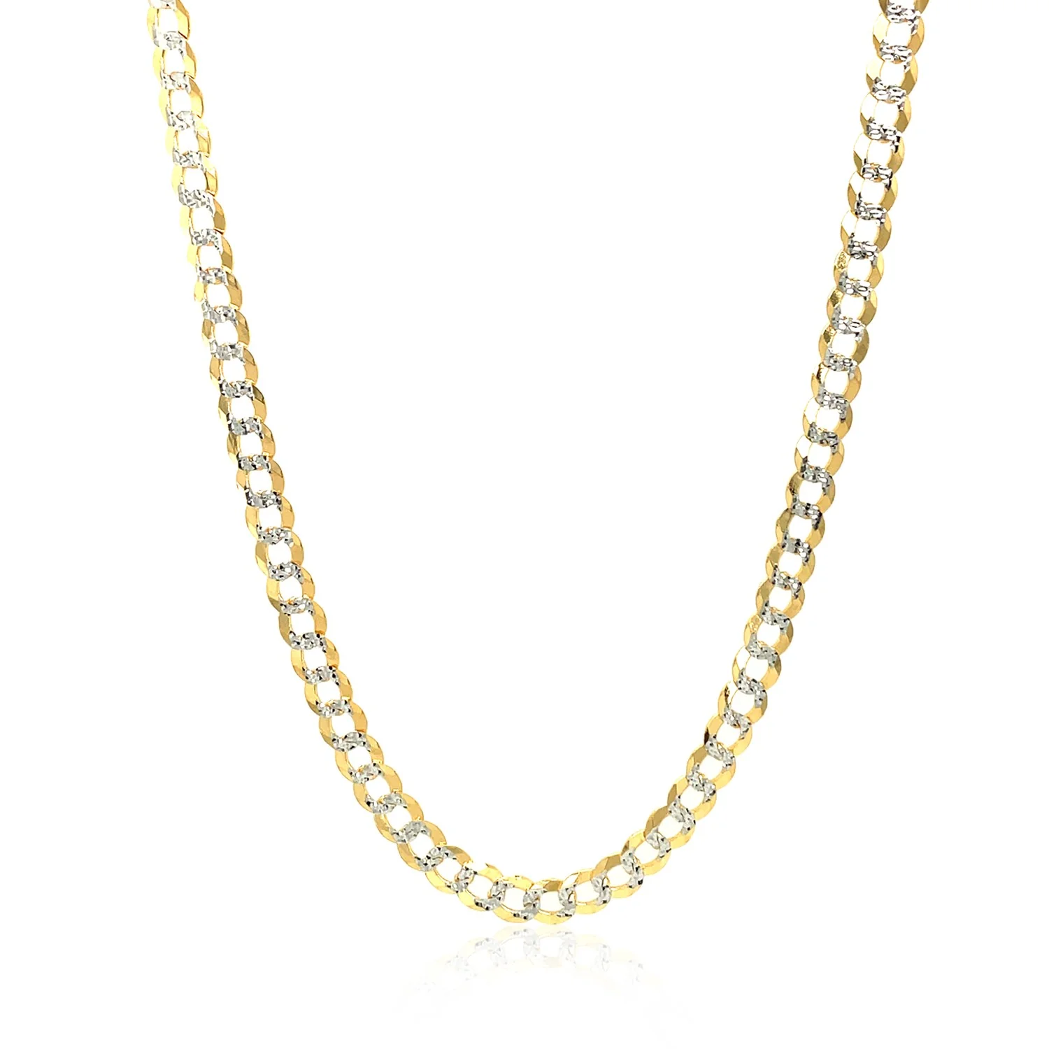 3.6 mm 14k Two Tone Gold Pave Curb Chain - Image 5