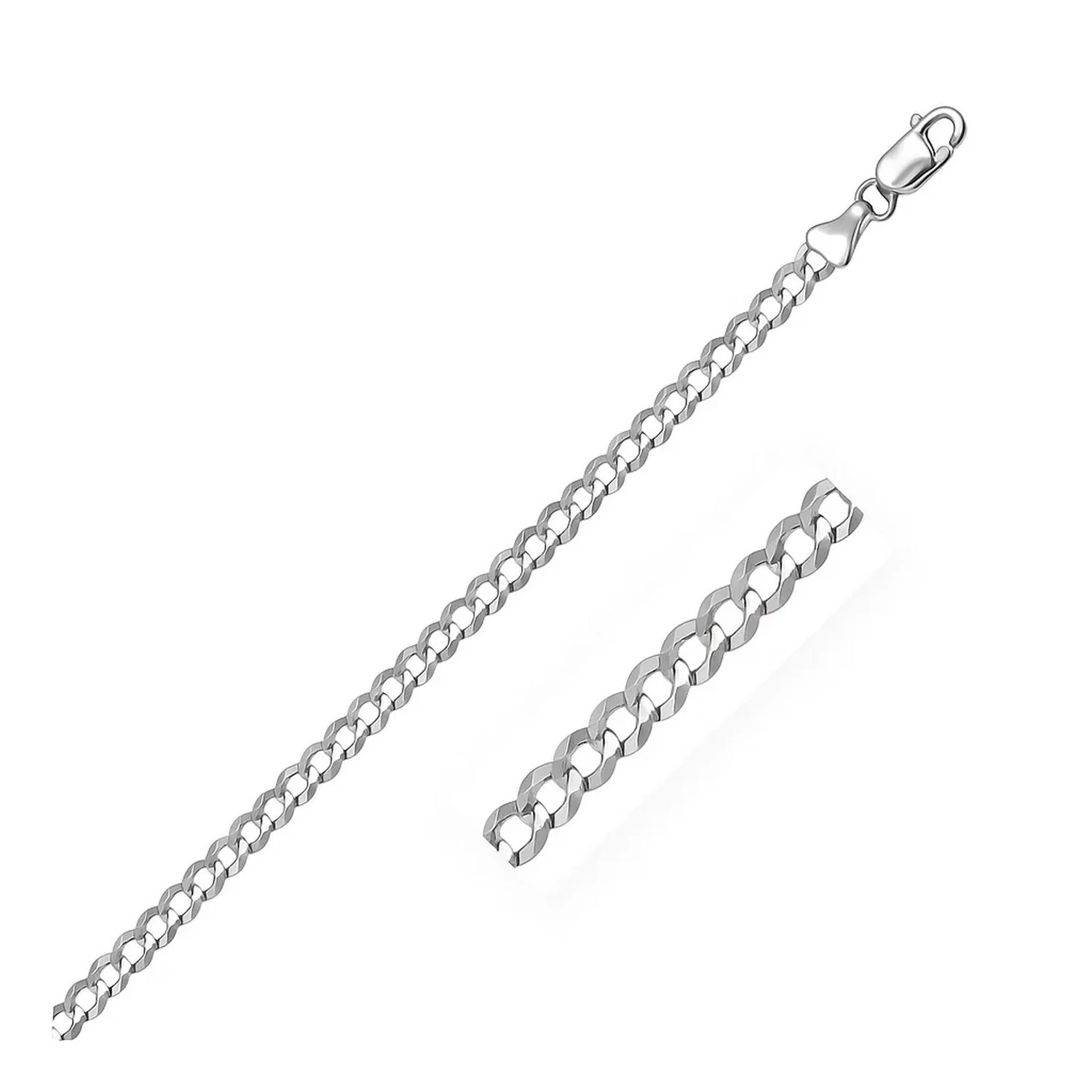 3.6mm 14k White Gold Solid Curb Bracelet - Image 2
